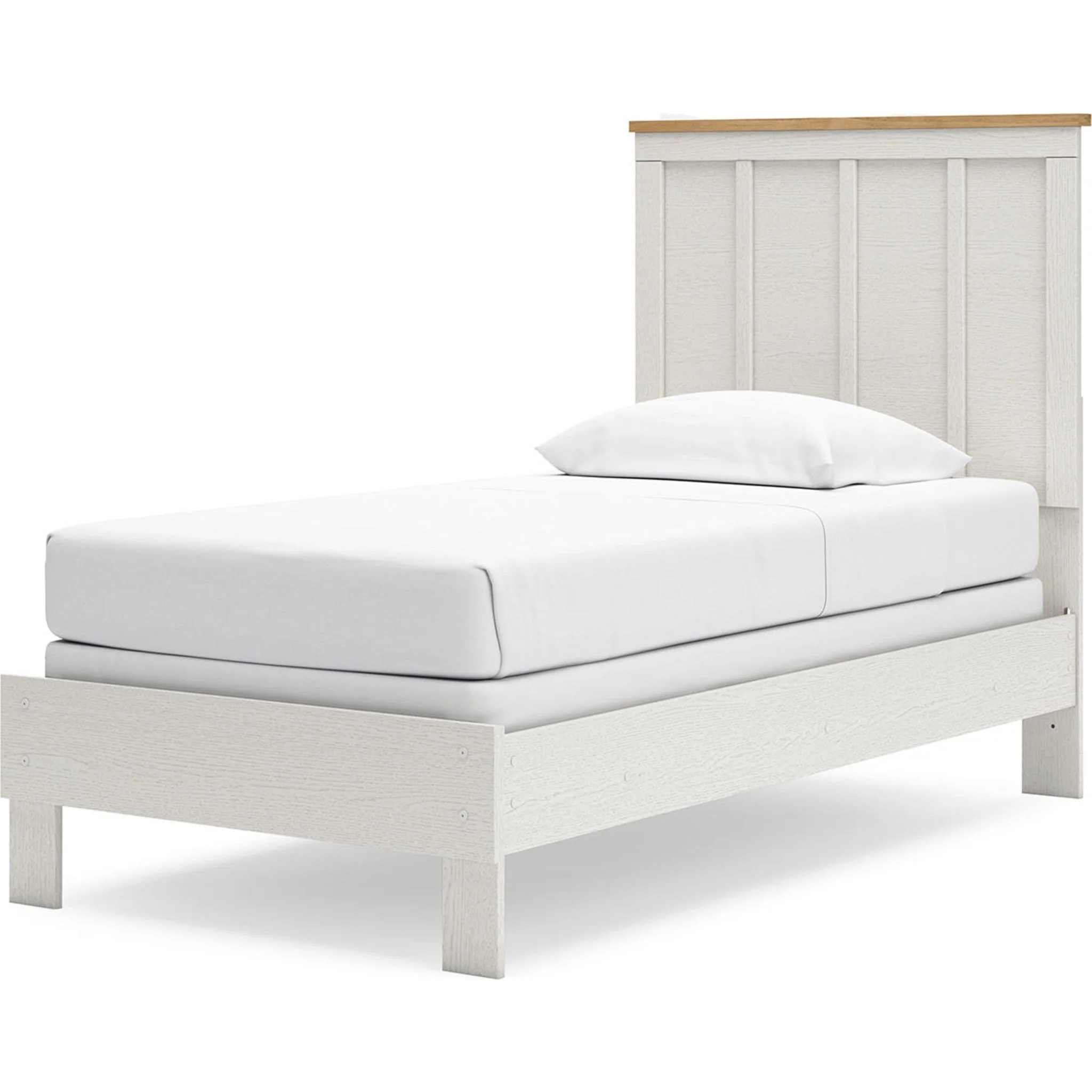 Linnocreek Twin Panel Bed - White/Warm Brown - Image 3
