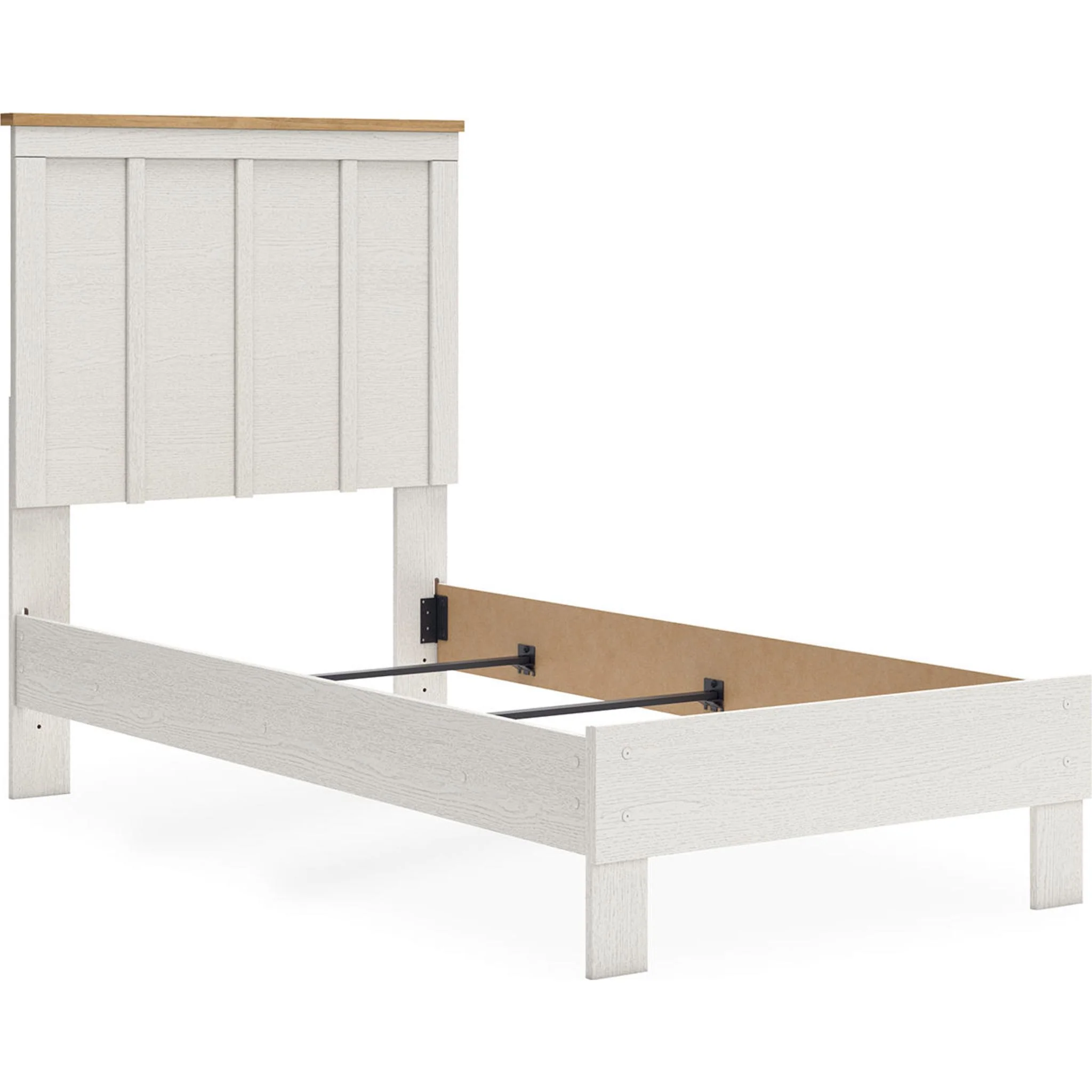 Linnocreek Twin Panel Bed - White/Warm Brown - Image 4