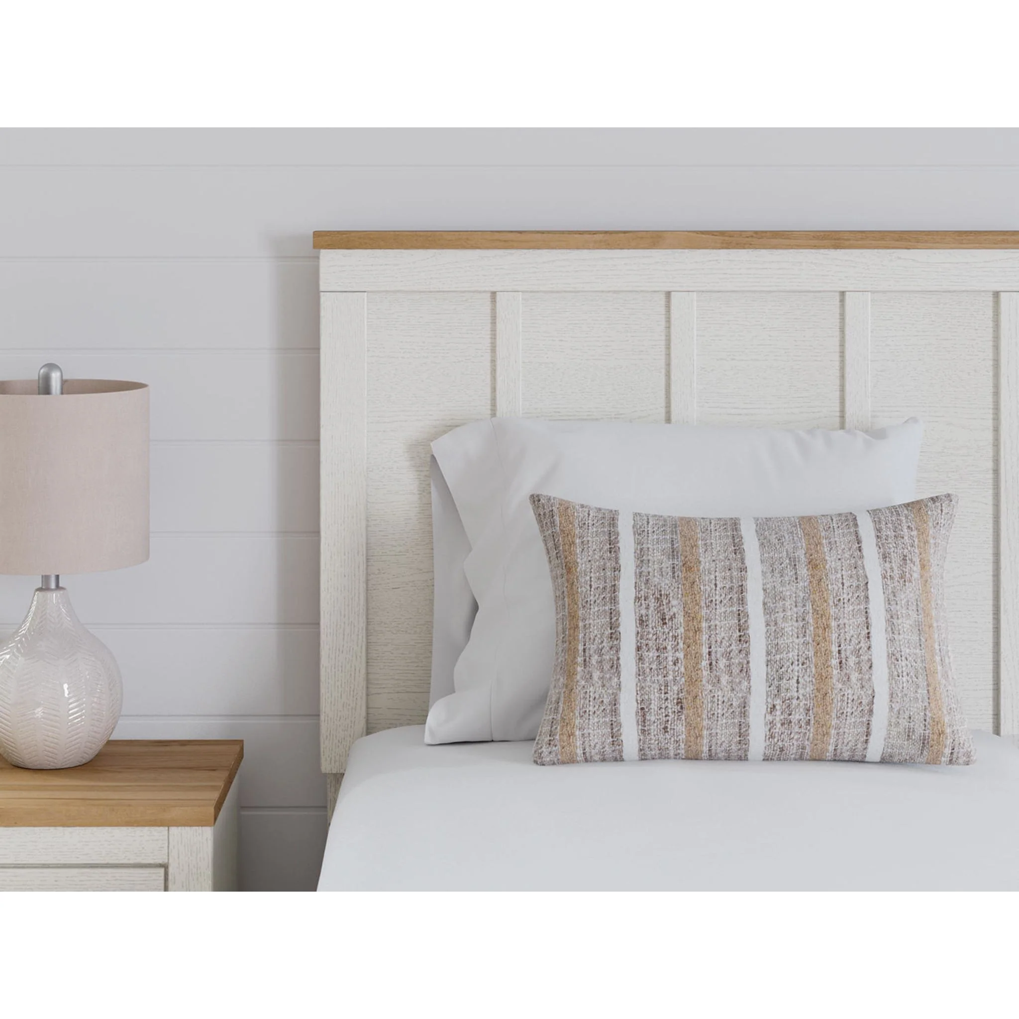 Linnocreek Twin Panel Bed - White/Warm Brown - Image 6