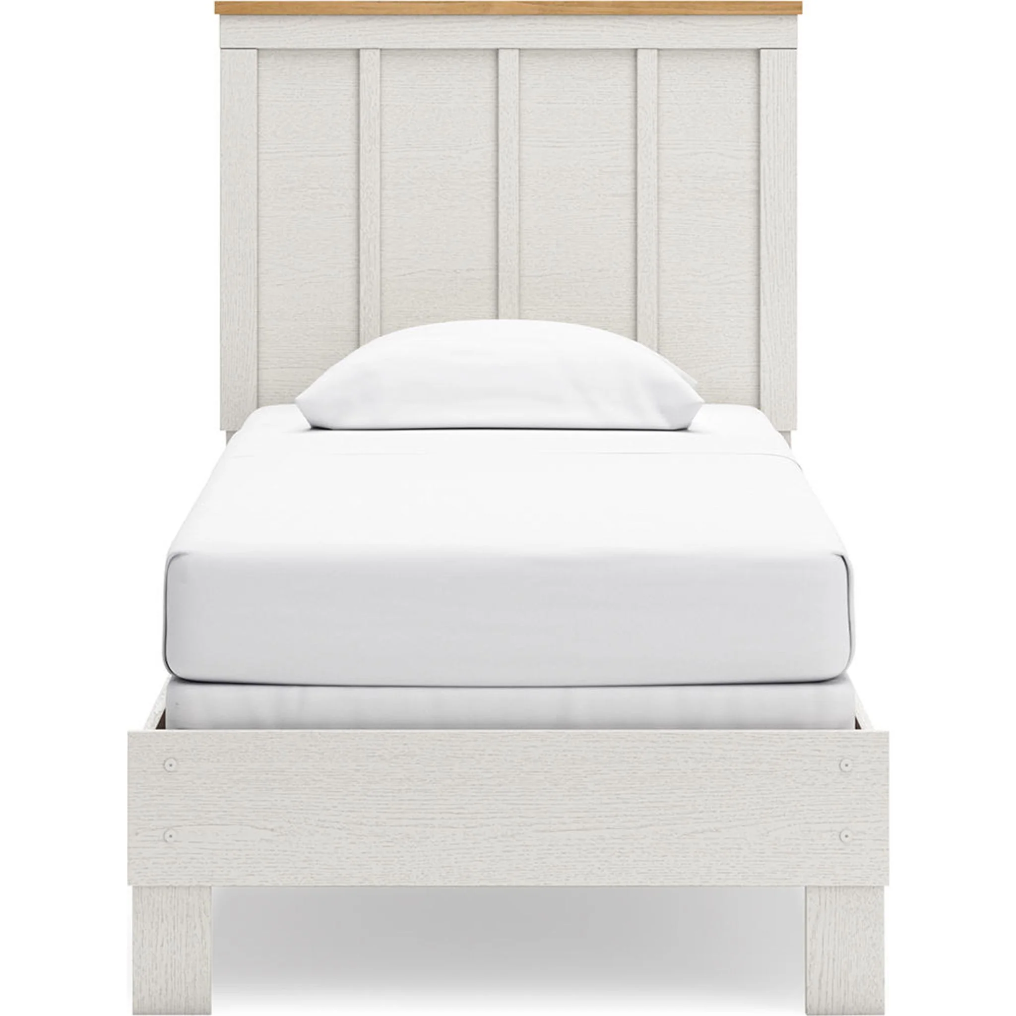 Linnocreek Twin Panel Bed - White/Warm Brown - Image 7