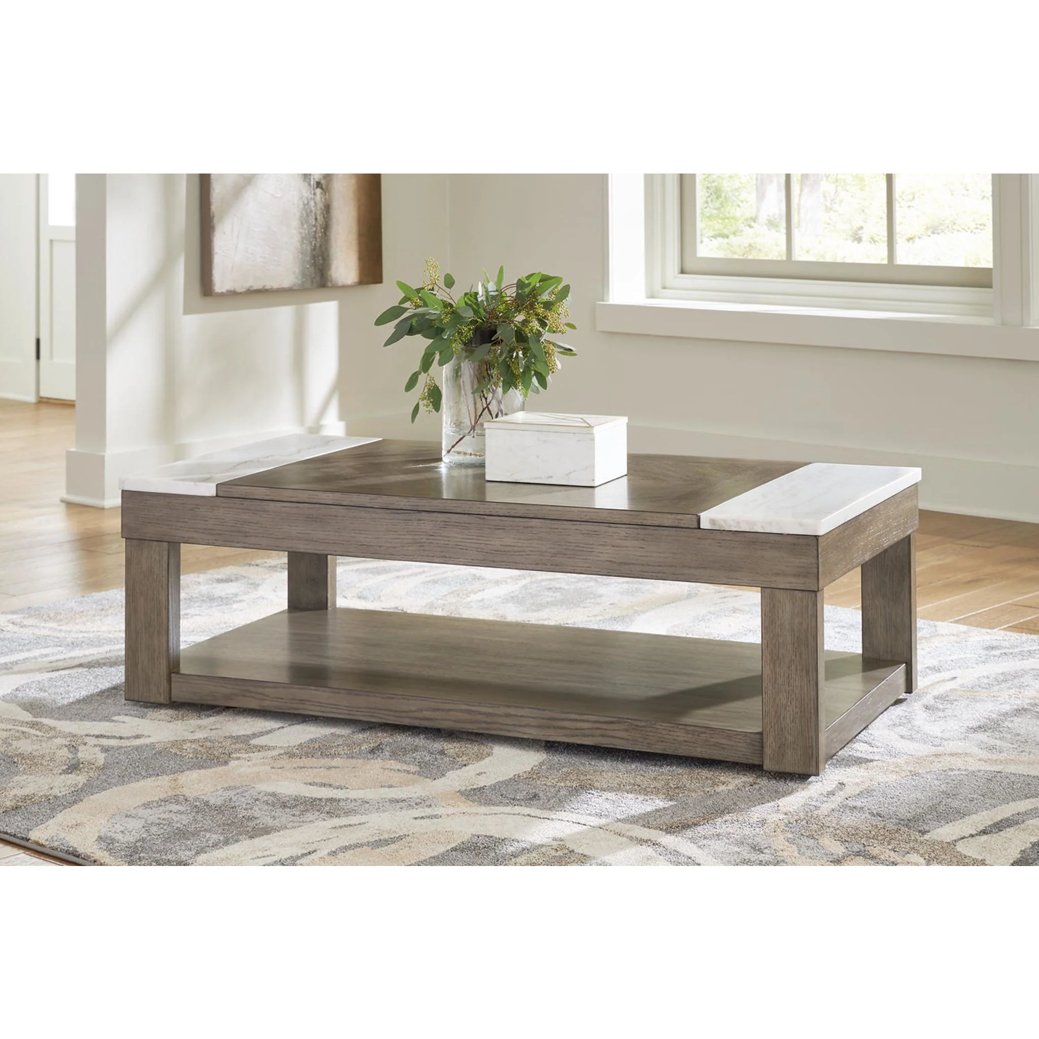 Loyaska Coffee Table - Grayish Brown/White - Image 2
