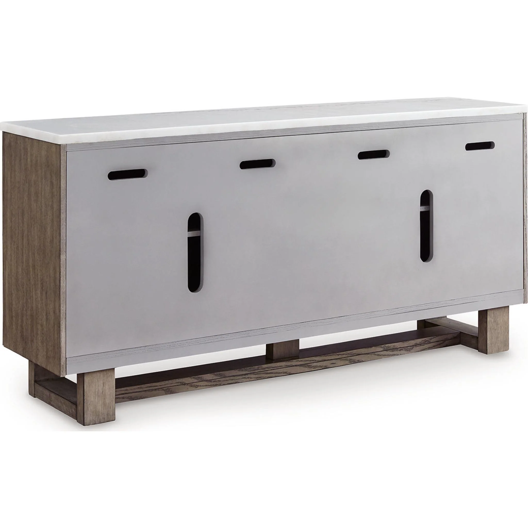 Loyaska TV Stand - Grayish Brown/White - Image 4