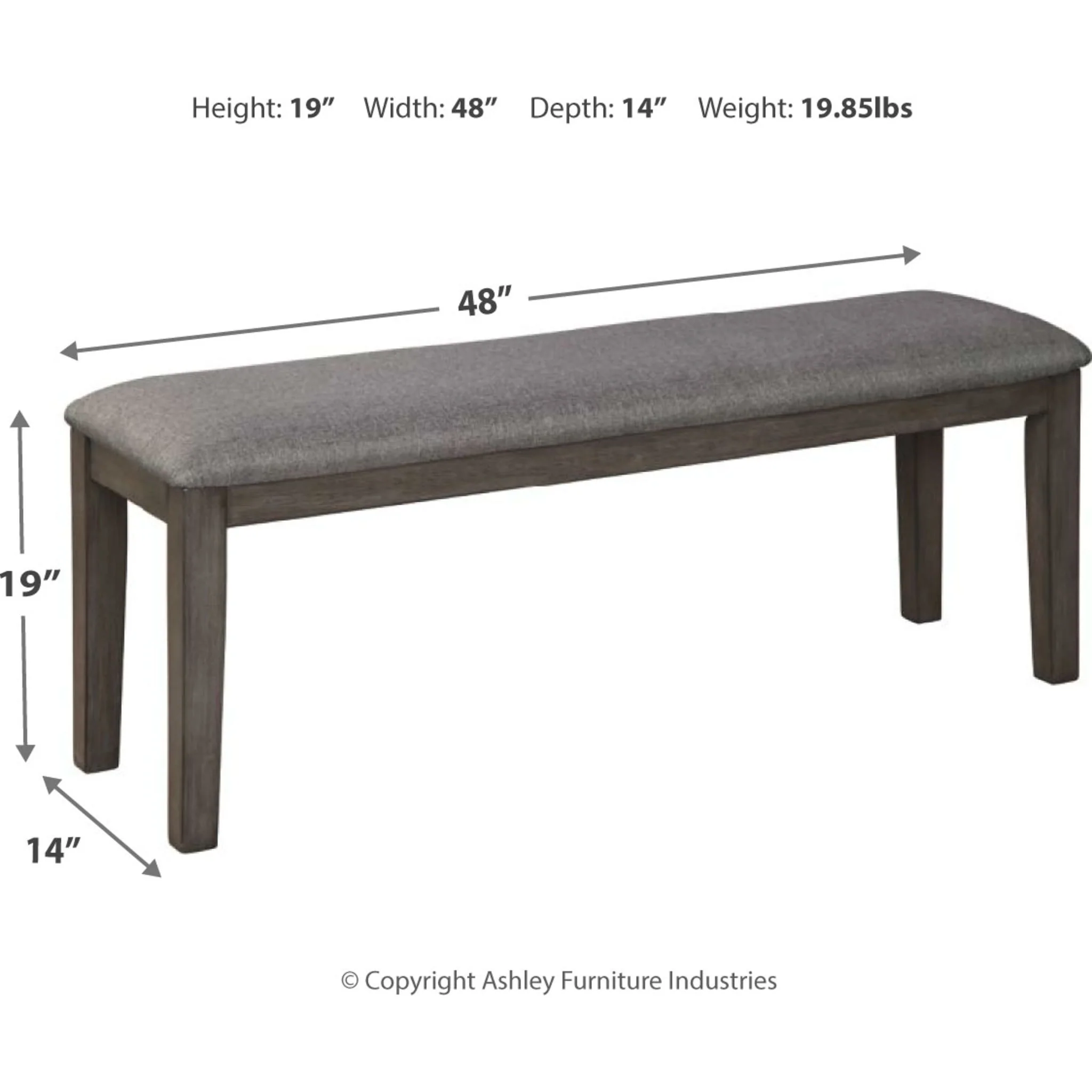 Luvoni Dining Bench - Grey - (D464-00) - Image 4