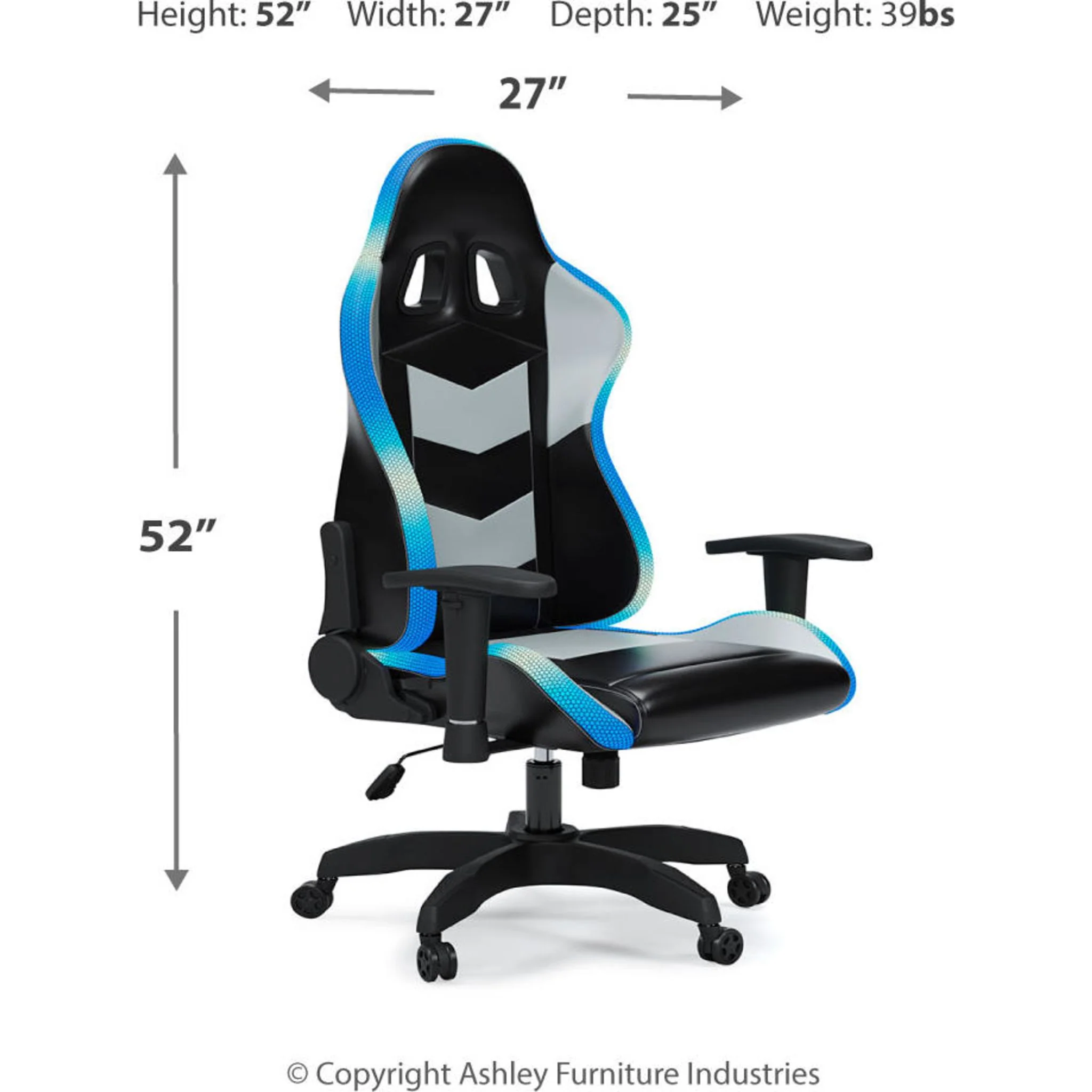 Lynxtyn Swivel Gaming Chair - Black/Gray - Image 45