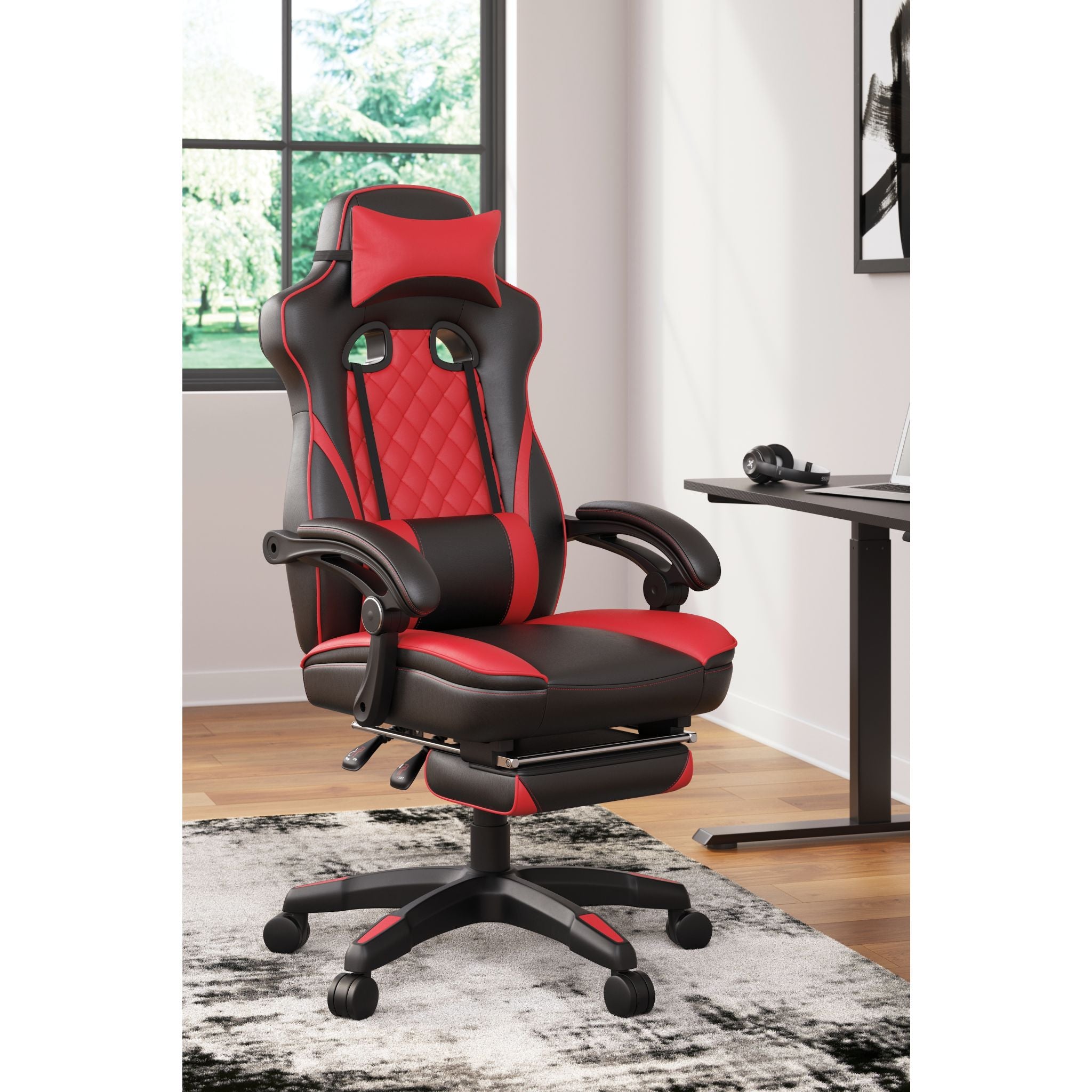 Lynxtyn Swivel Gaming Chair - Red/Black - Image 2