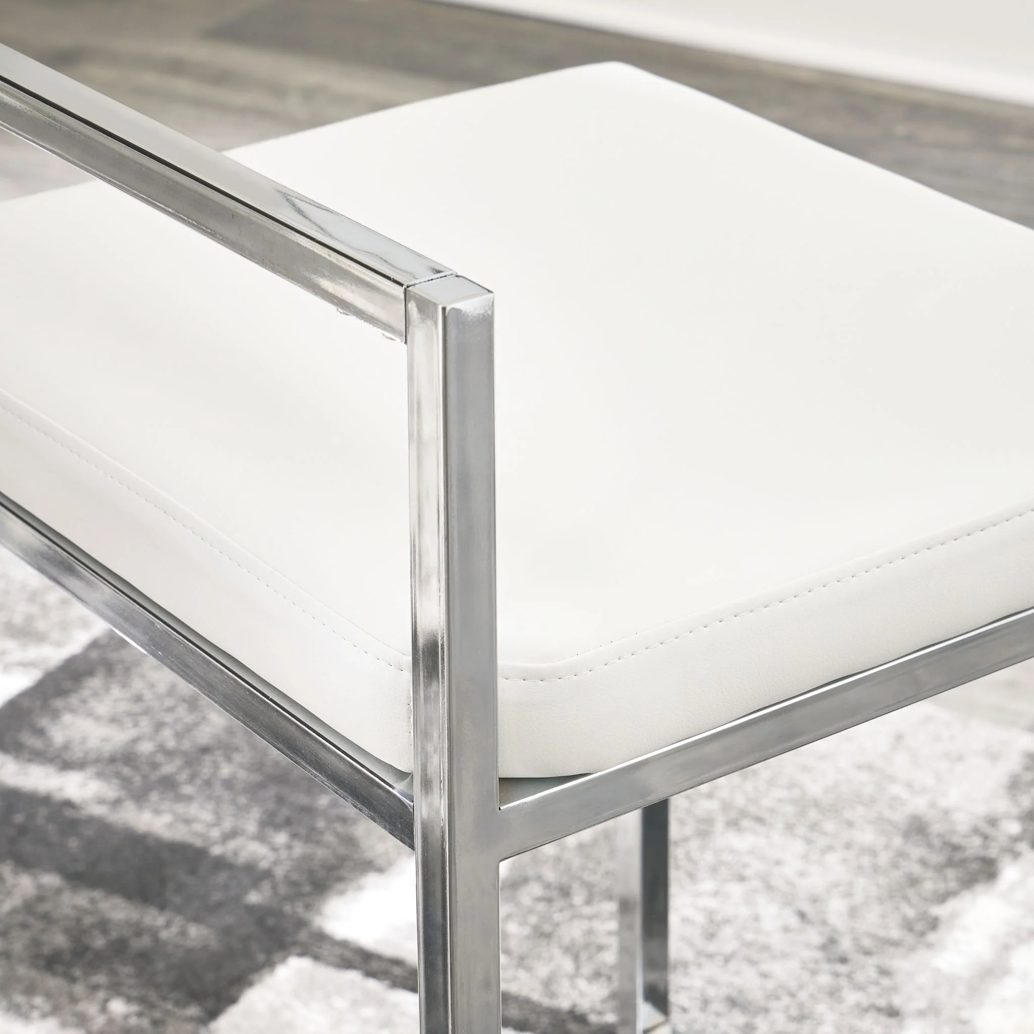 Madanere Bar Height Stool - White/Chrome - (D275-730) - Image 9