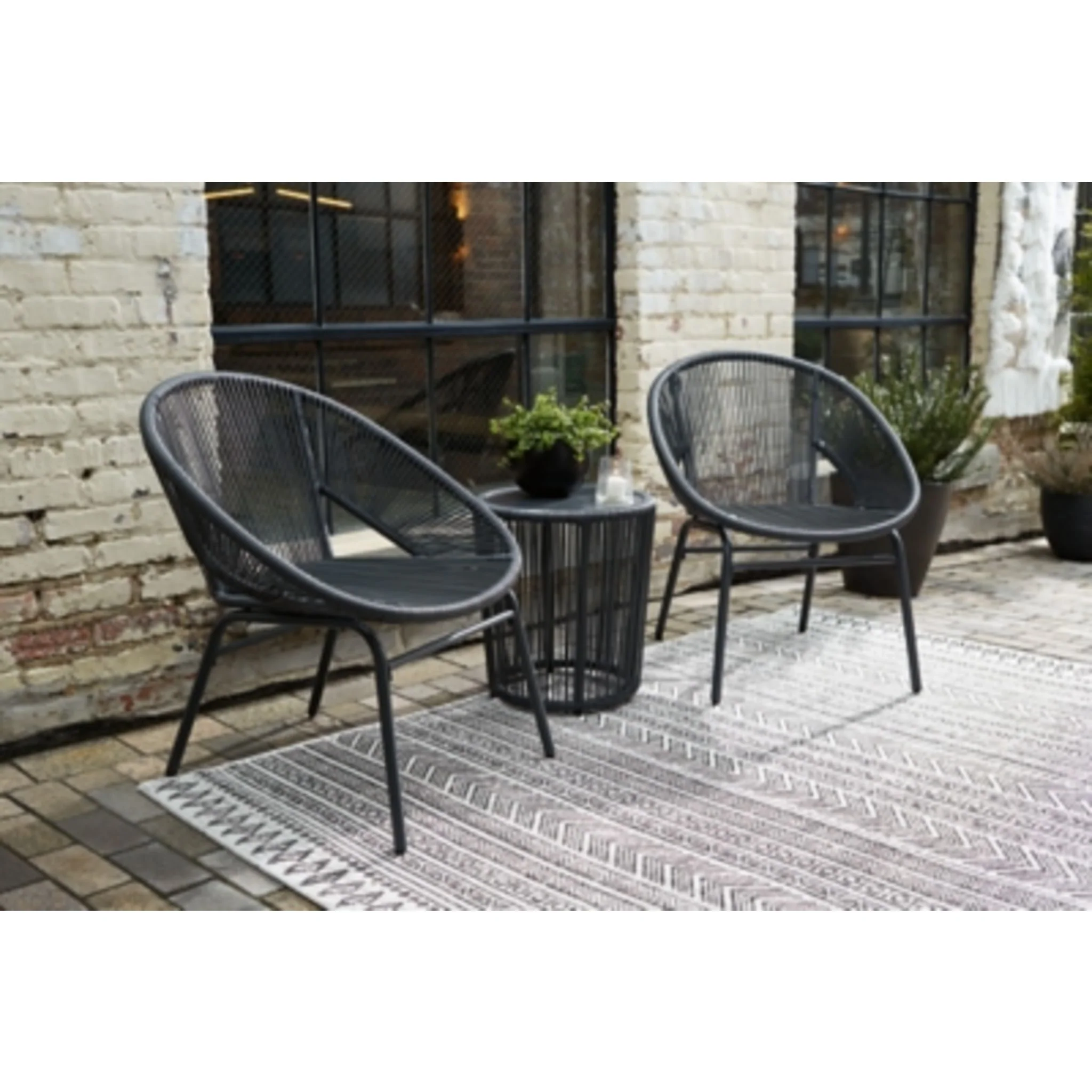 Outdoor Mandarin Cape Chairs w/Table Set (3/CN) Gray - Image 2