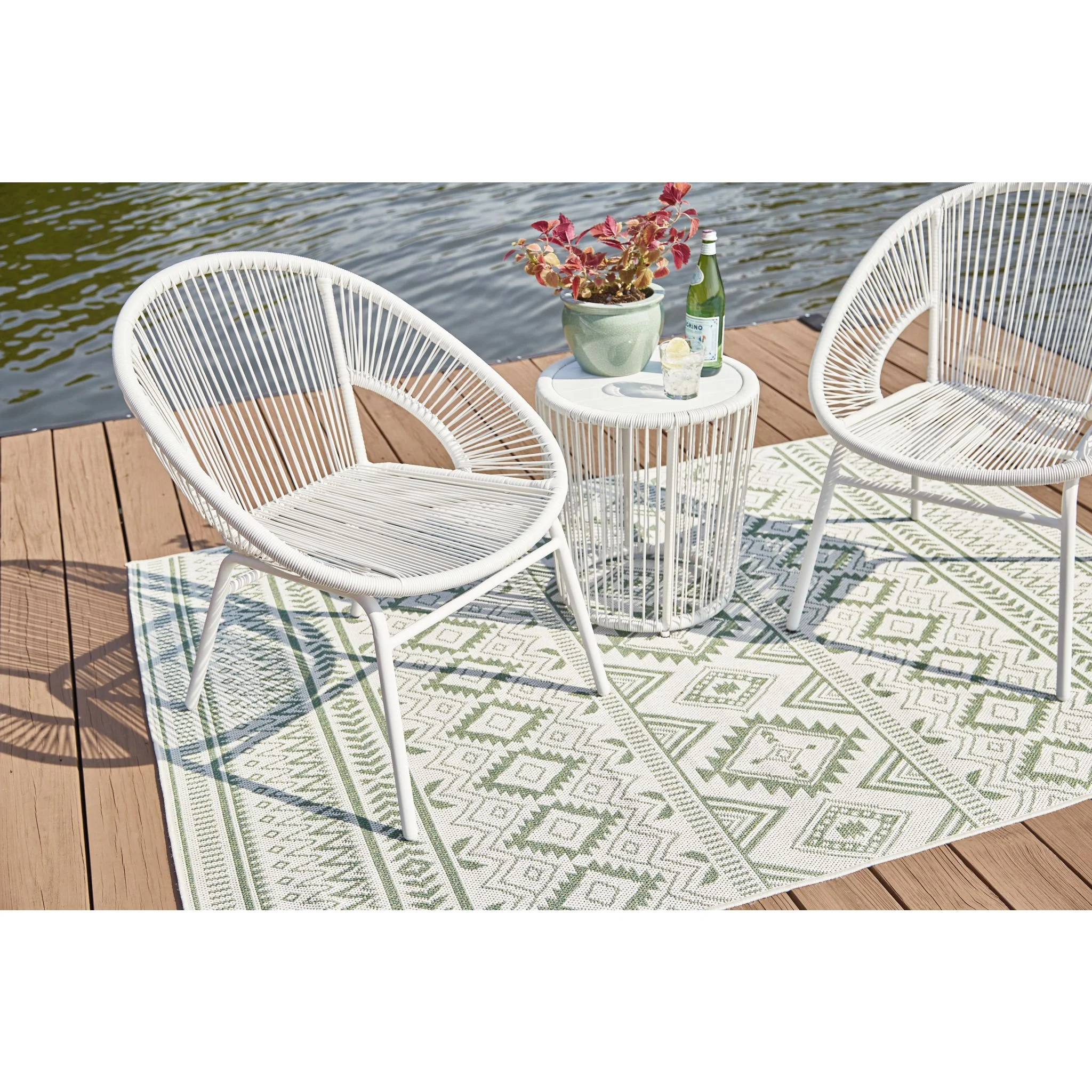 Mandarin Cape 3 Piece Outdoor Chat Set - White - Image 13