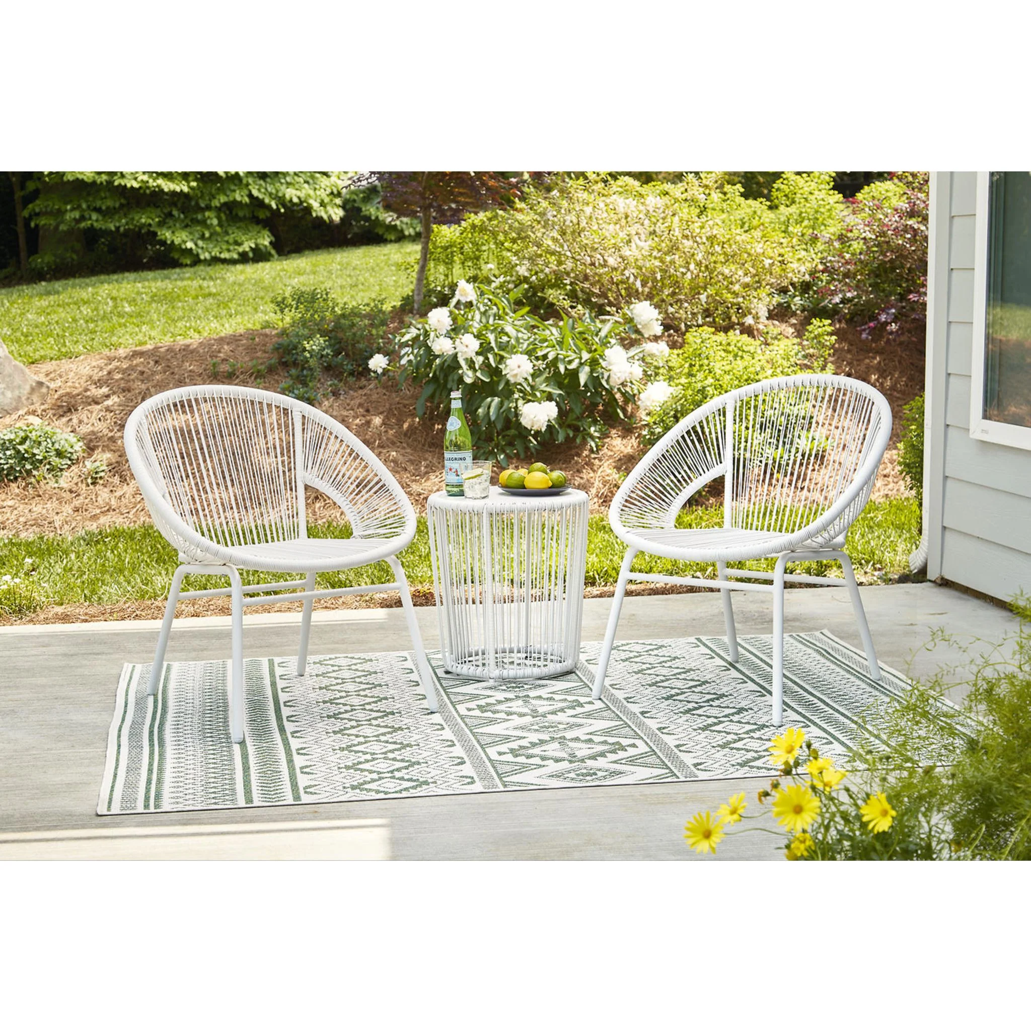 Mandarin Cape 3 Piece Outdoor Chat Set - White - Image 21