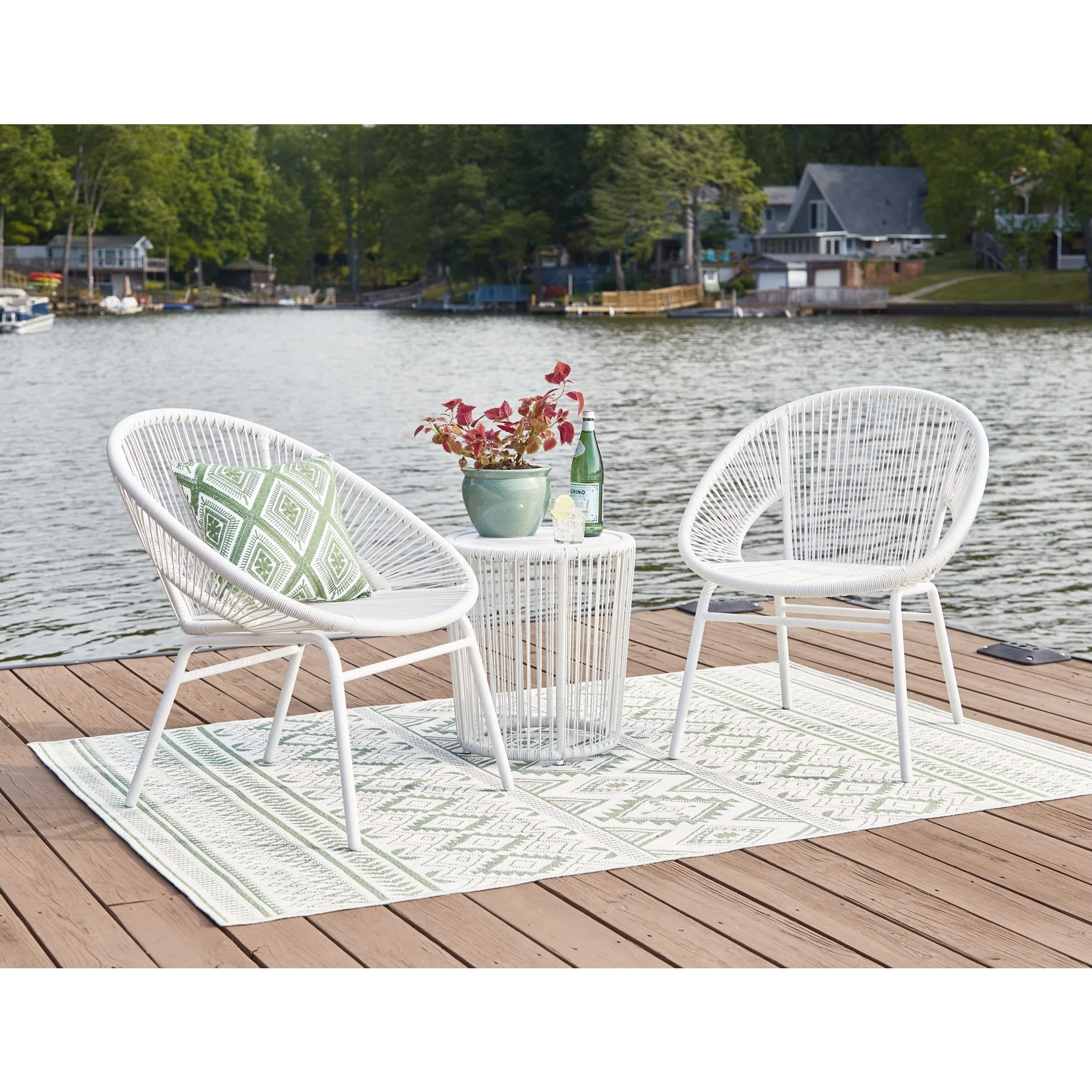 Mandarin Cape 3 Piece Outdoor Chat Set - White - Image 8