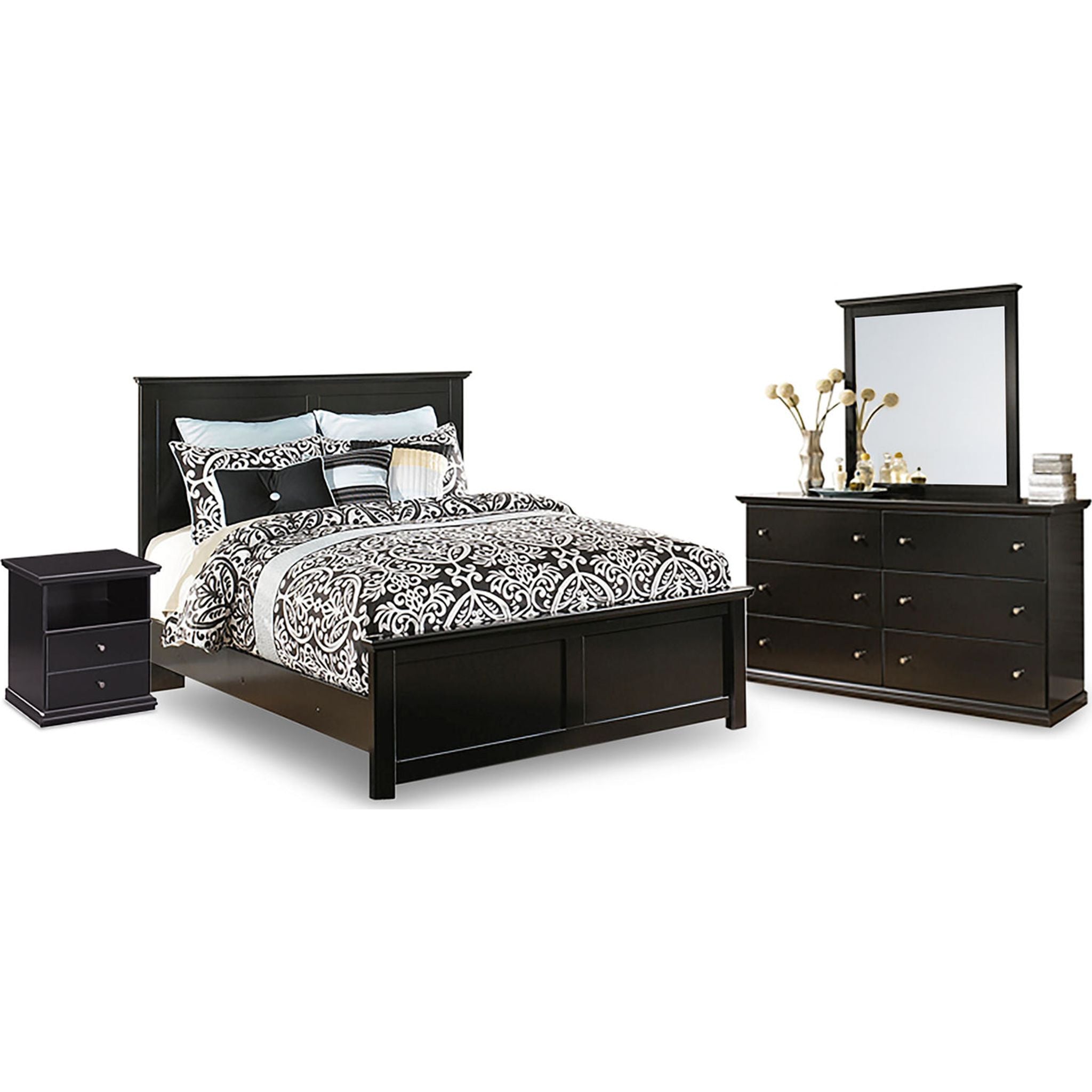 Maribel 6 Piece Queen Panel Bedroom - Black