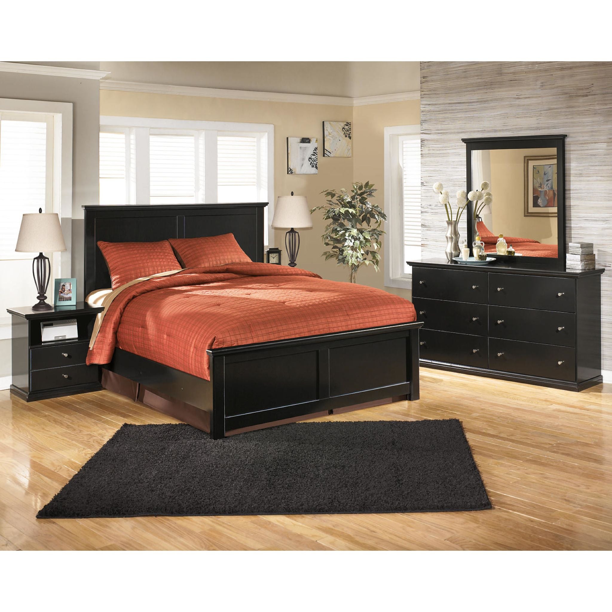 Maribel 6 Piece Queen Panel Bedroom - Black - Image 2