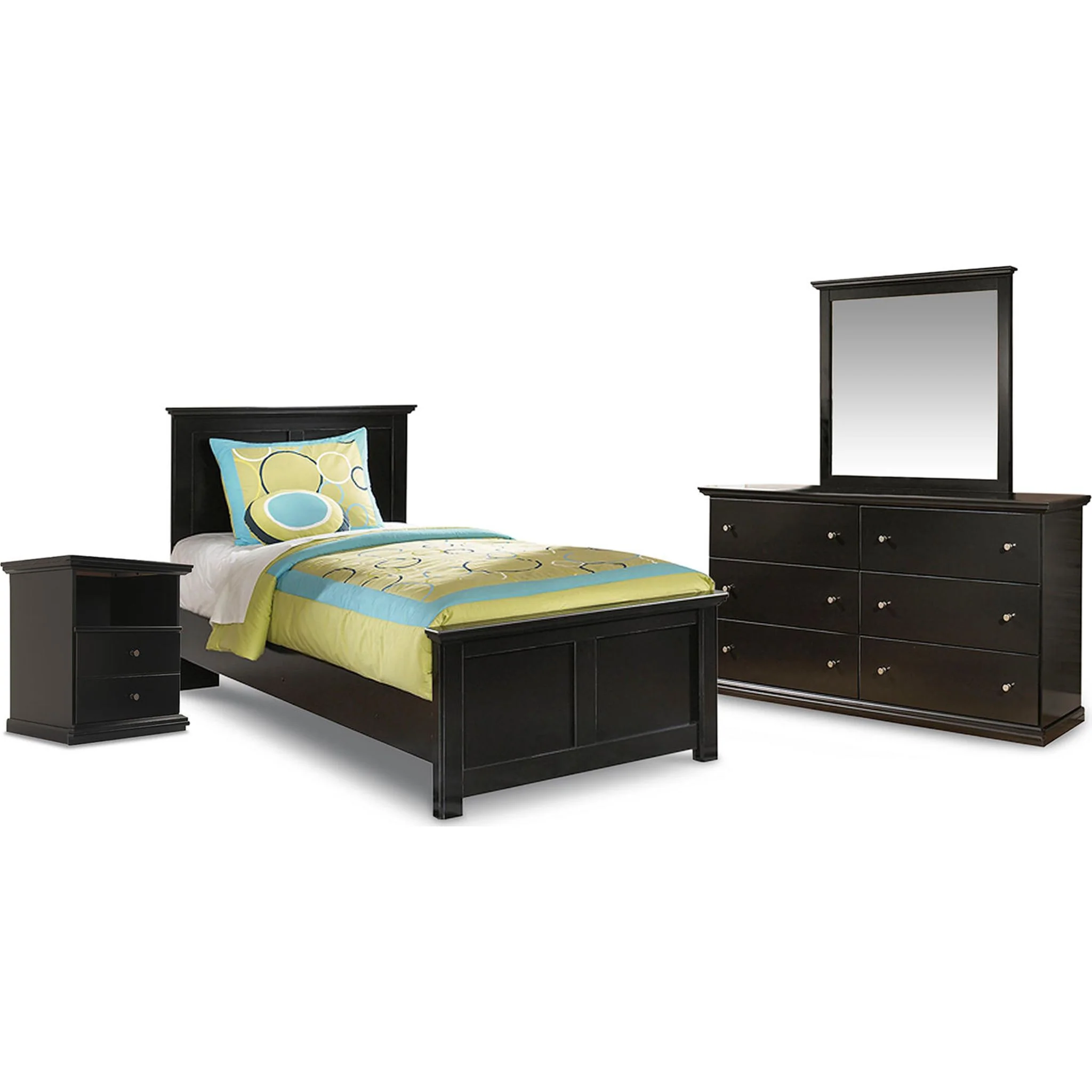 Maribel 6 Piece Twin Panel Bedroom - Black