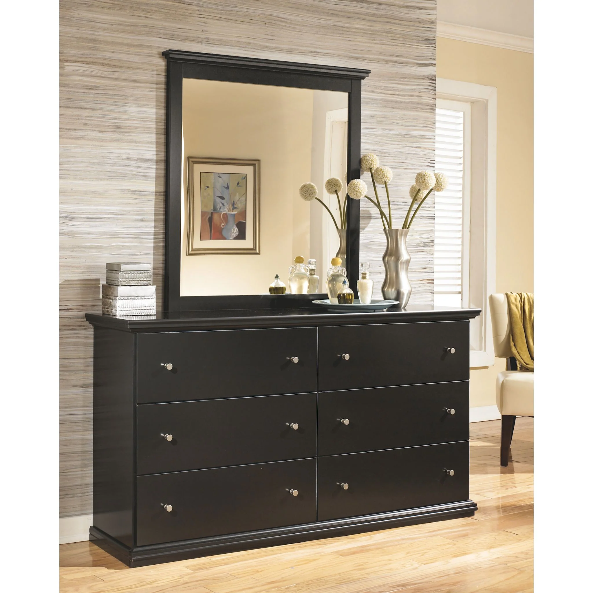 Maribel Dresser and Mirror - Black - Image 2