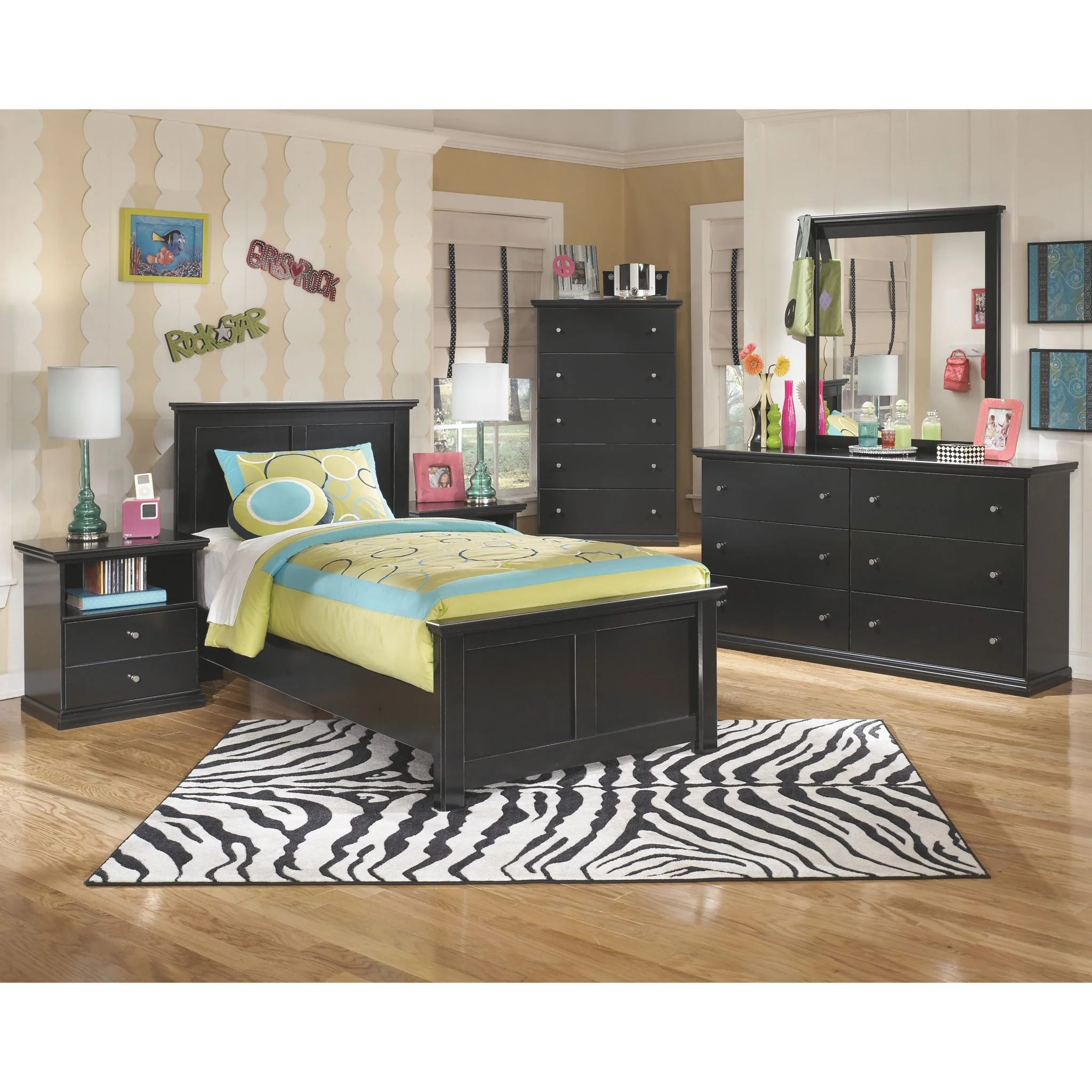Maribel Twin Panel Bed - Black - Image 5