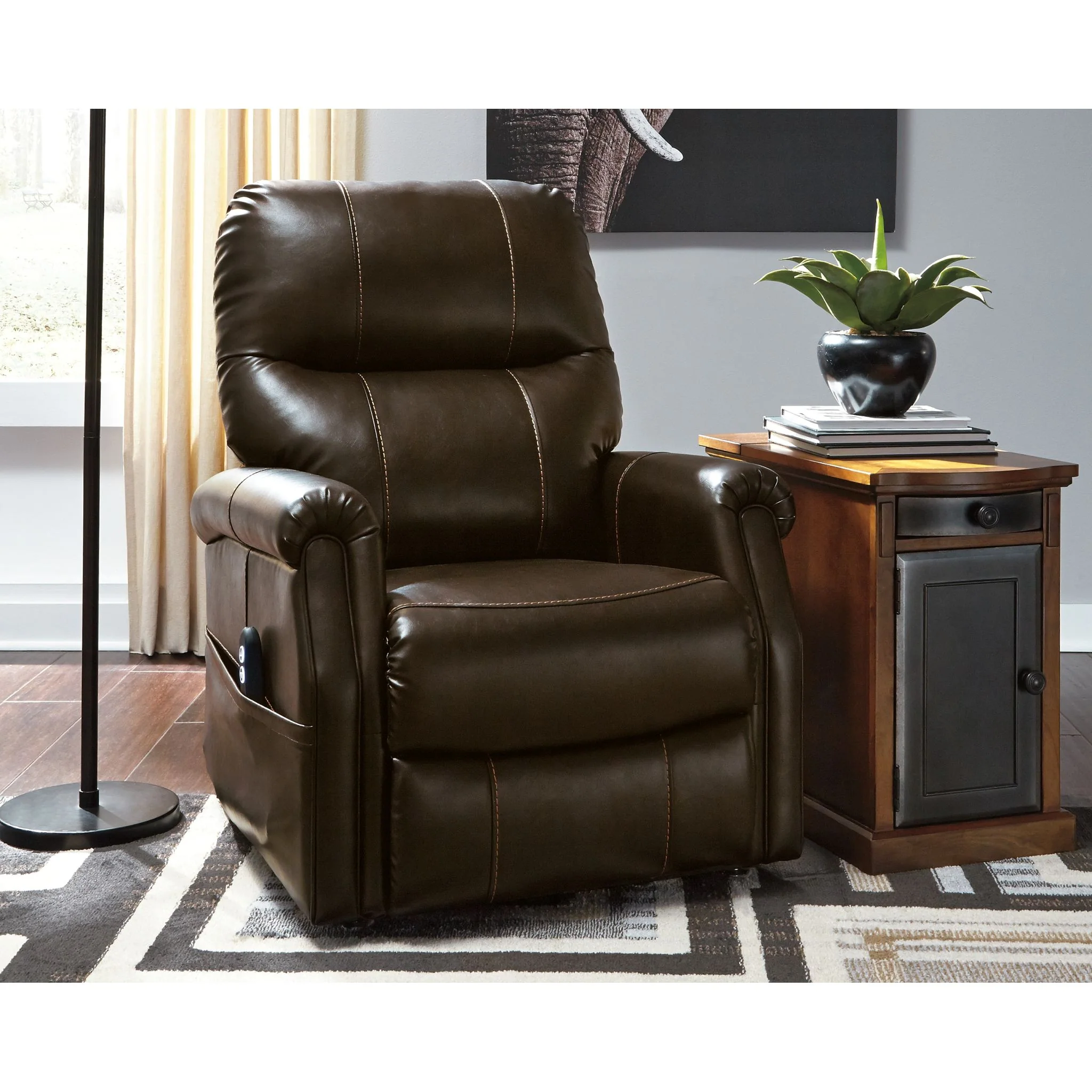 Markidge Power Lift Recliner - Chocolate - Image 2