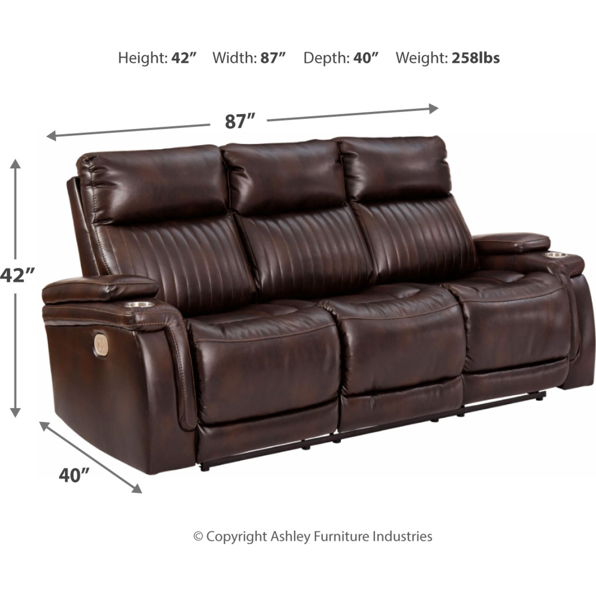Martin Court Power Reclining Sofa - Chocolate - Image 2