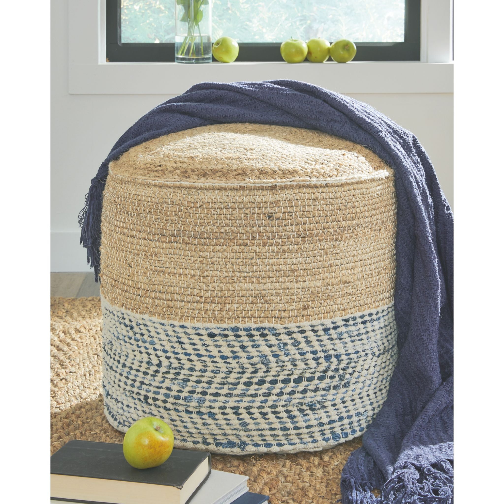 Matson Pouf - Natural/Blue - Image 2
