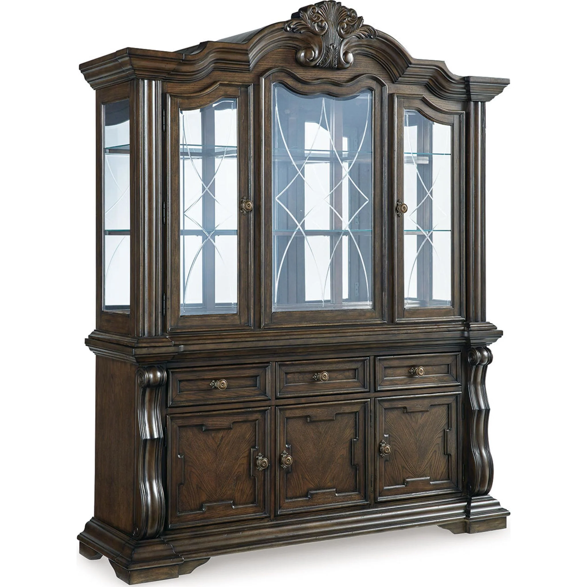 Maylee Buffet & Hutch - Dark Brown - (D947D1)