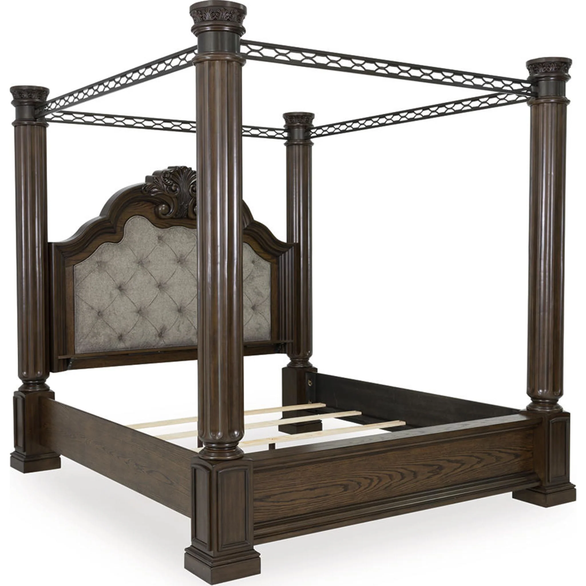 Maylee Queen Canopy Bed - Dark Brown