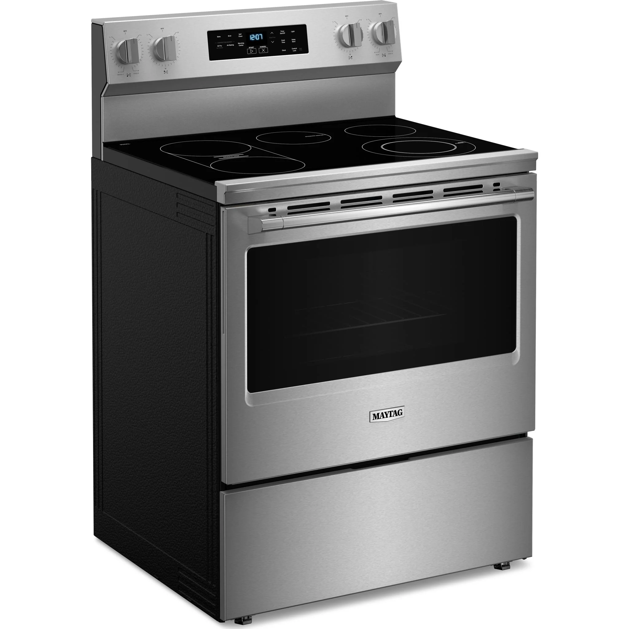 Maytag 30-Inch Convection Electric Range With No Preheat Air Fry and Air Baking - 5.3 Cu. Ft. -Fingerprint Resistant Stainless Steel (YMFES6030RZ)