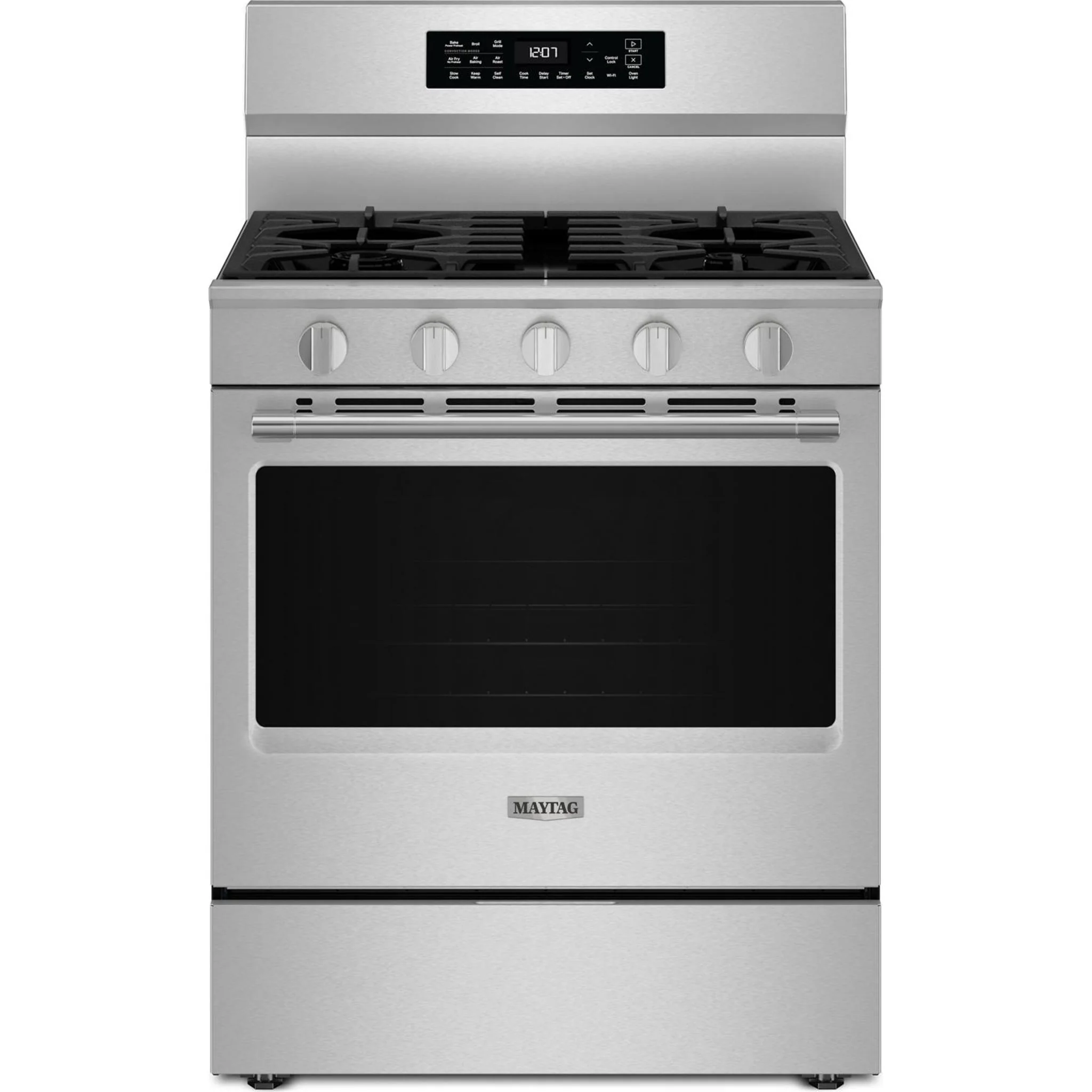 Maytag 30-Inch Wide Freestanding Gas Range with Grill Mode and No Preheat Air Fry - 5.0 Cu. Ft. -Fingerprint Resistant Stainless Steel (MFGS7030SZ)