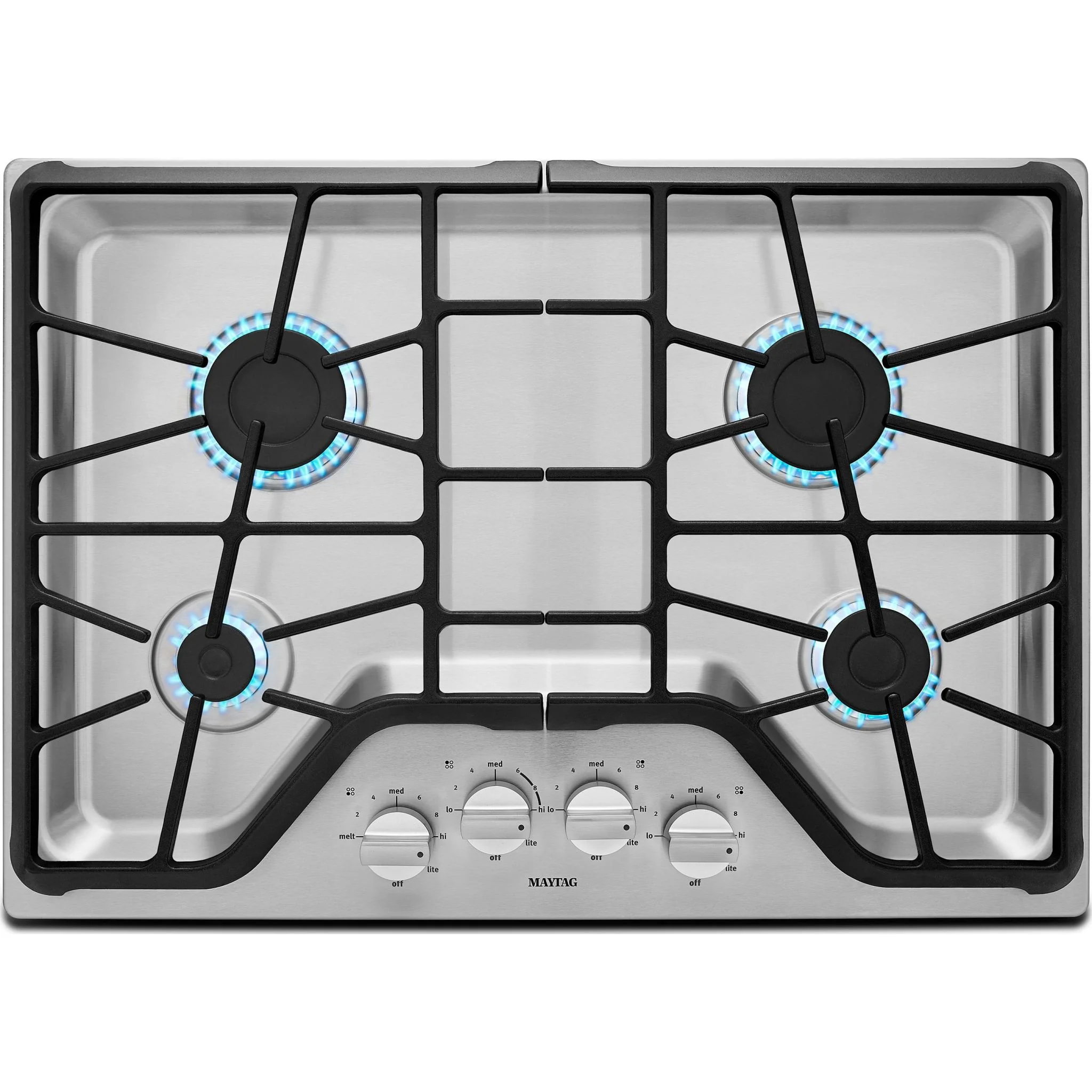 Maytag 30-inch 4-burner Gas Cooktop with PowerBurner -Stainless Steel (MGC7430DS)