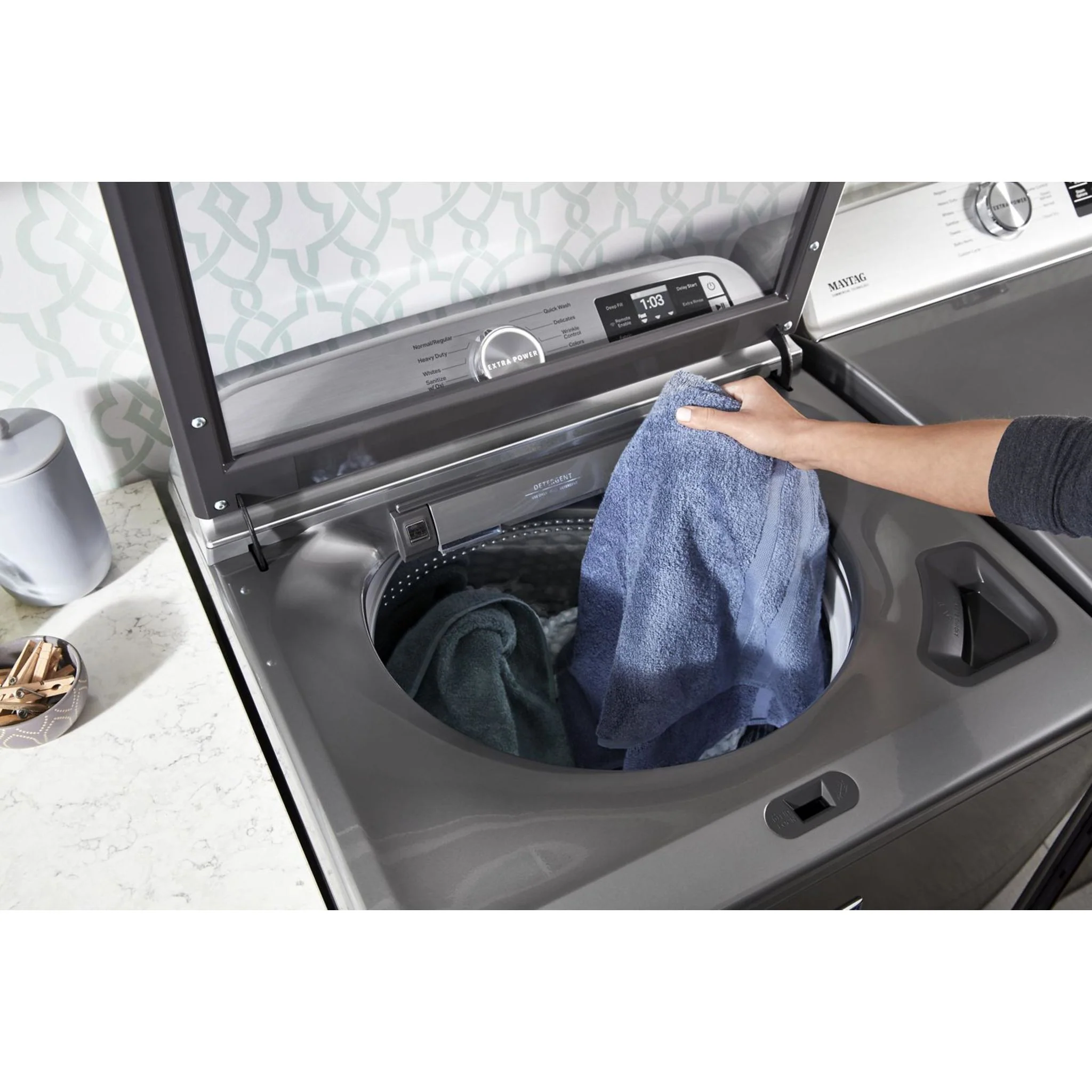 Maytag Smart Top Load Electric Dryer with Extra Power Button - 7.4 cu.ft. - Metallic Slate (YMED7230HC) - Image 13