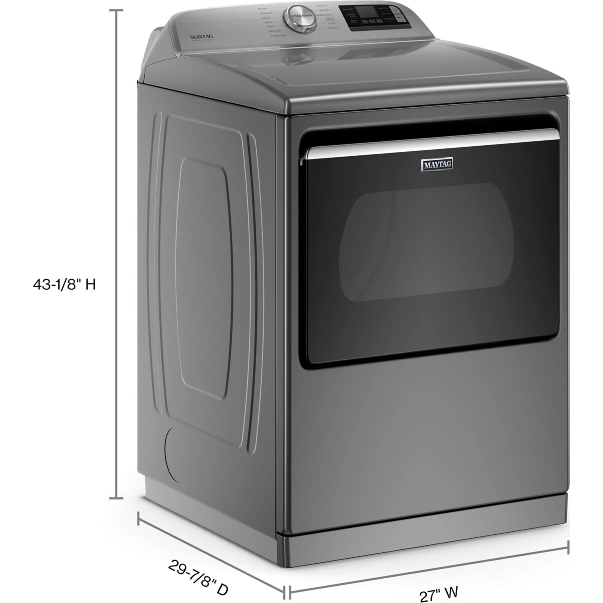 Maytag Smart Top Load Electric Dryer with Extra Power Button - 7.4 cu.ft. - Metallic Slate (YMED7230HC) - Image 43