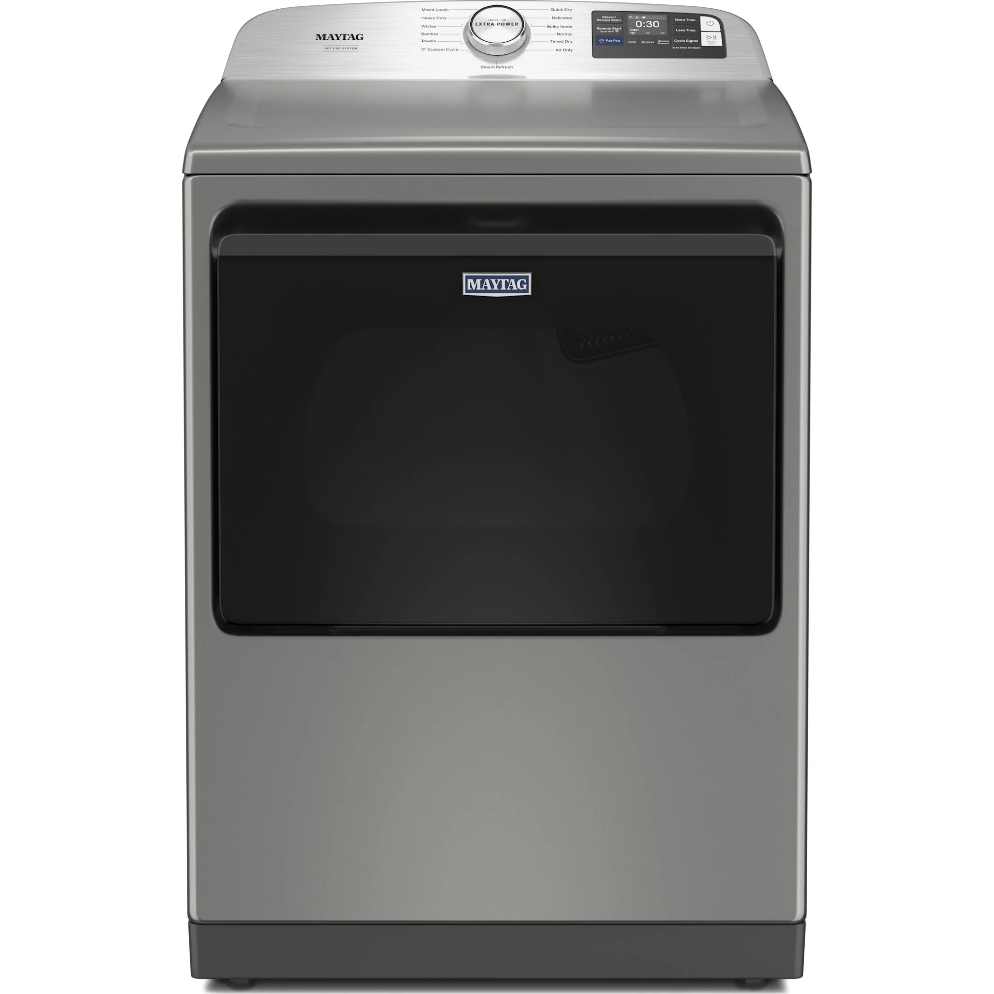 Maytag 7.4 Cu. Ft. Pet Pro Top Load Electric Dryer with Extra Power and Sanitize Cycle - Radiant Silver (YMED7205RR)