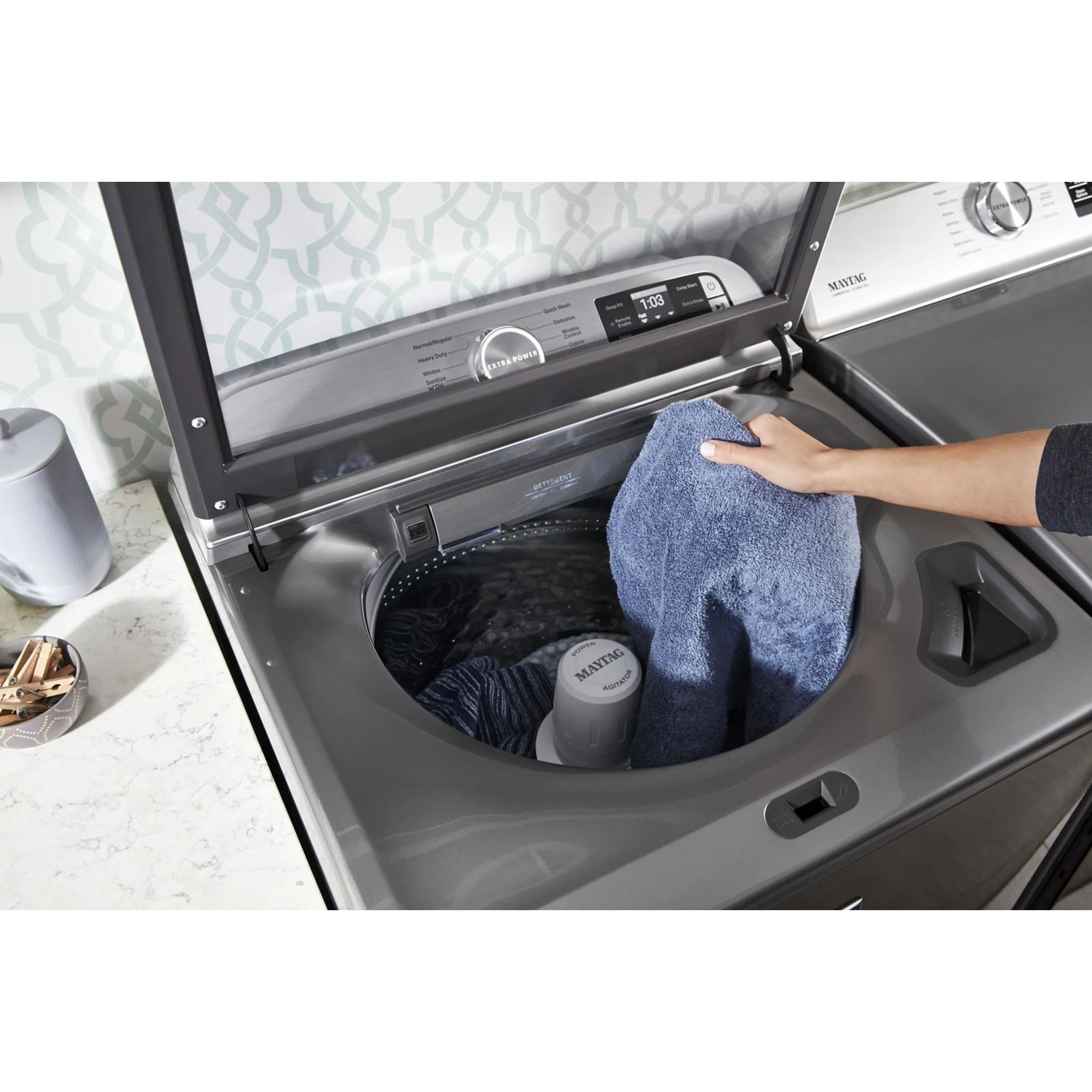 Maytag Smart Top Load Gas Dryer with Extra Power Button - 7.4 cu.ft. - Metallic Slate (MGD7230HC) - Image 14