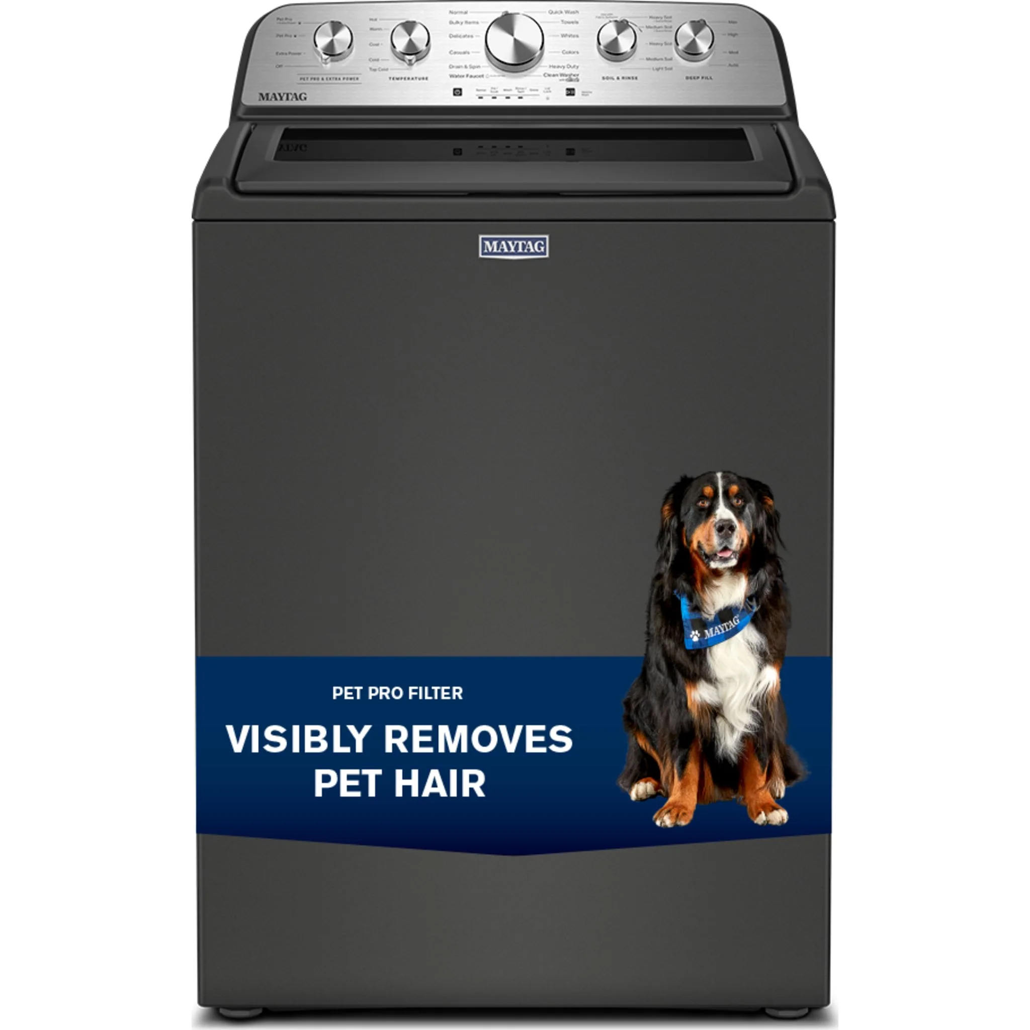 Maytag 5.4 Cu Ft. Top Load Agitator Washer with Extra Power and Pet Pro Option -Volcano Black (MTW5605RU) - Image 10