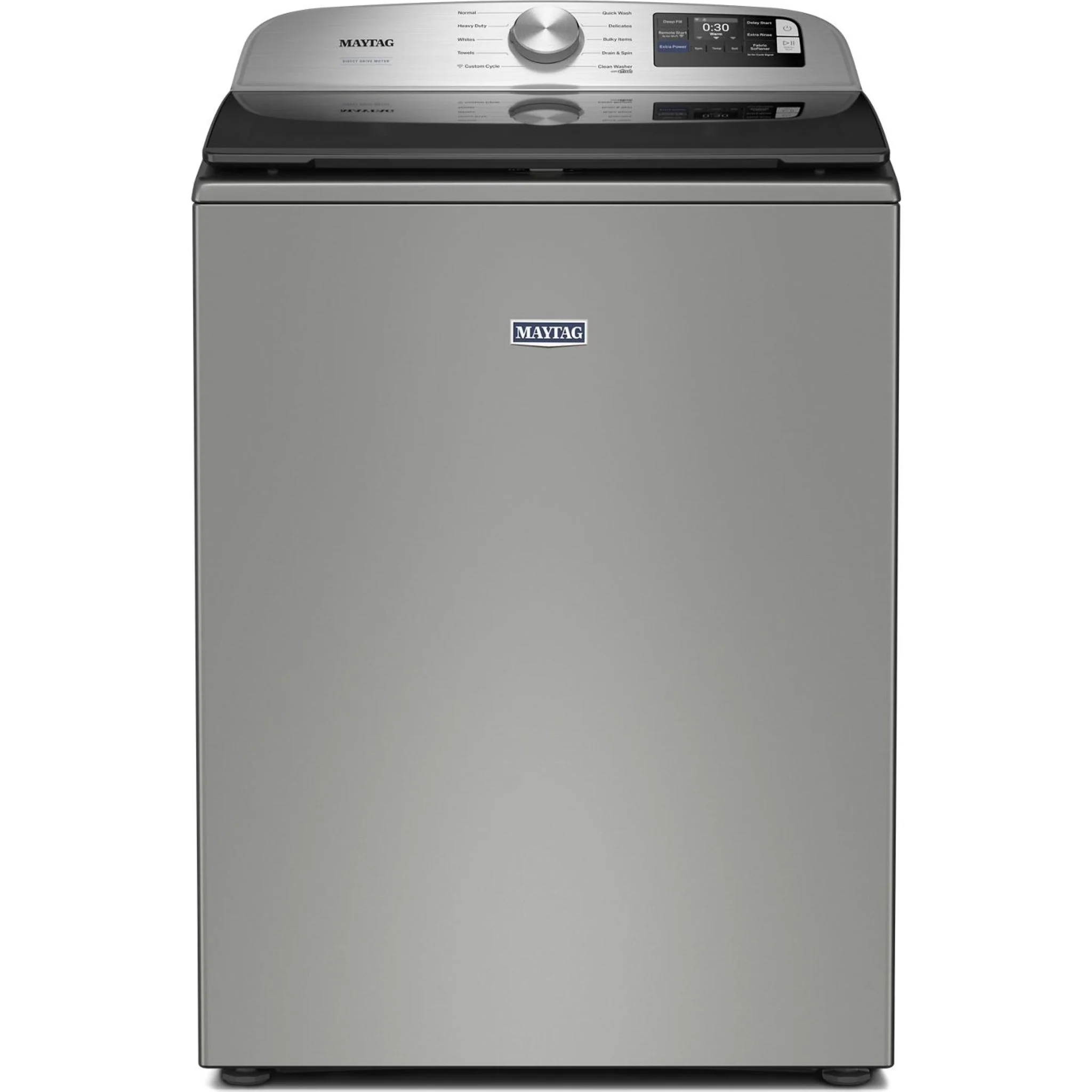 Maytag 6.0 Cu. Ft. Top Load Agitator Washer with Extra Power and Smart Appliance -Classic Silver (MTW6205RR)