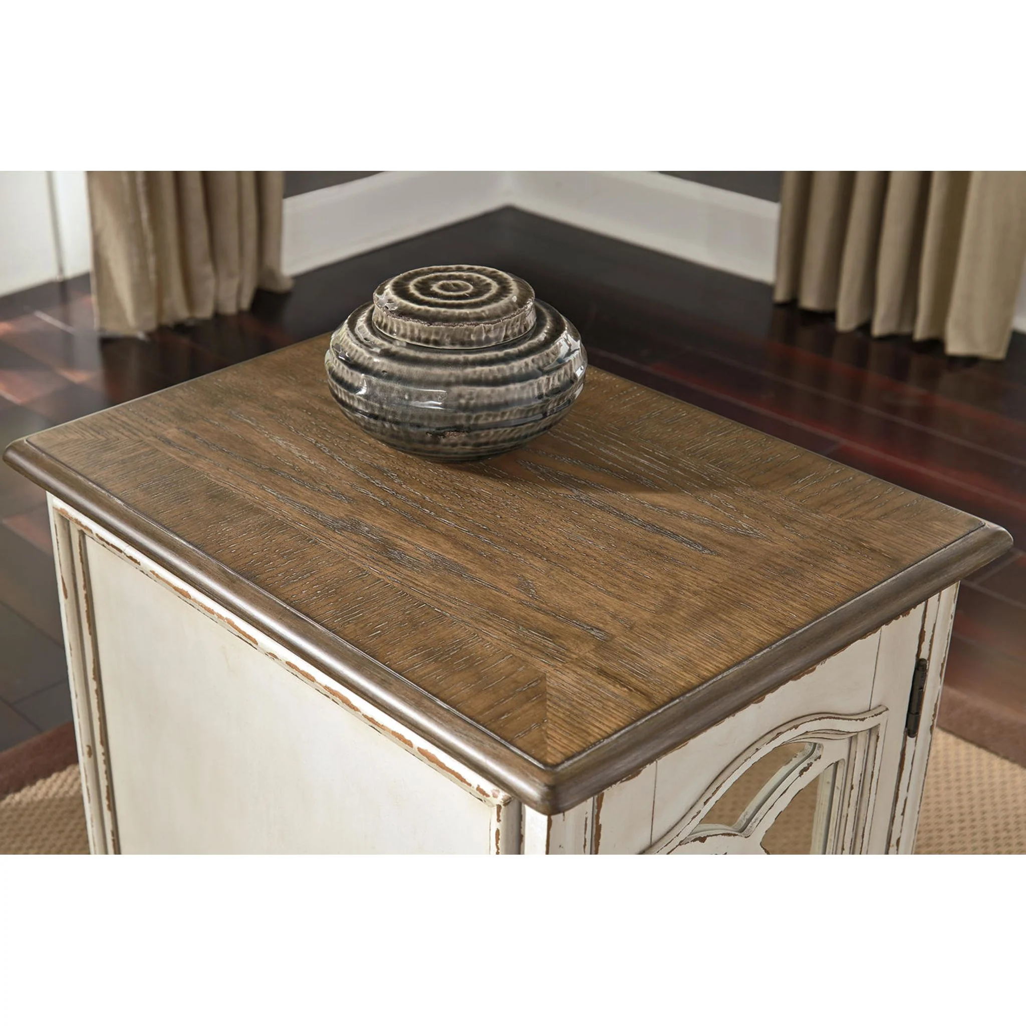 Meinertz Chair Side End Table - White/Brown - Image 12
