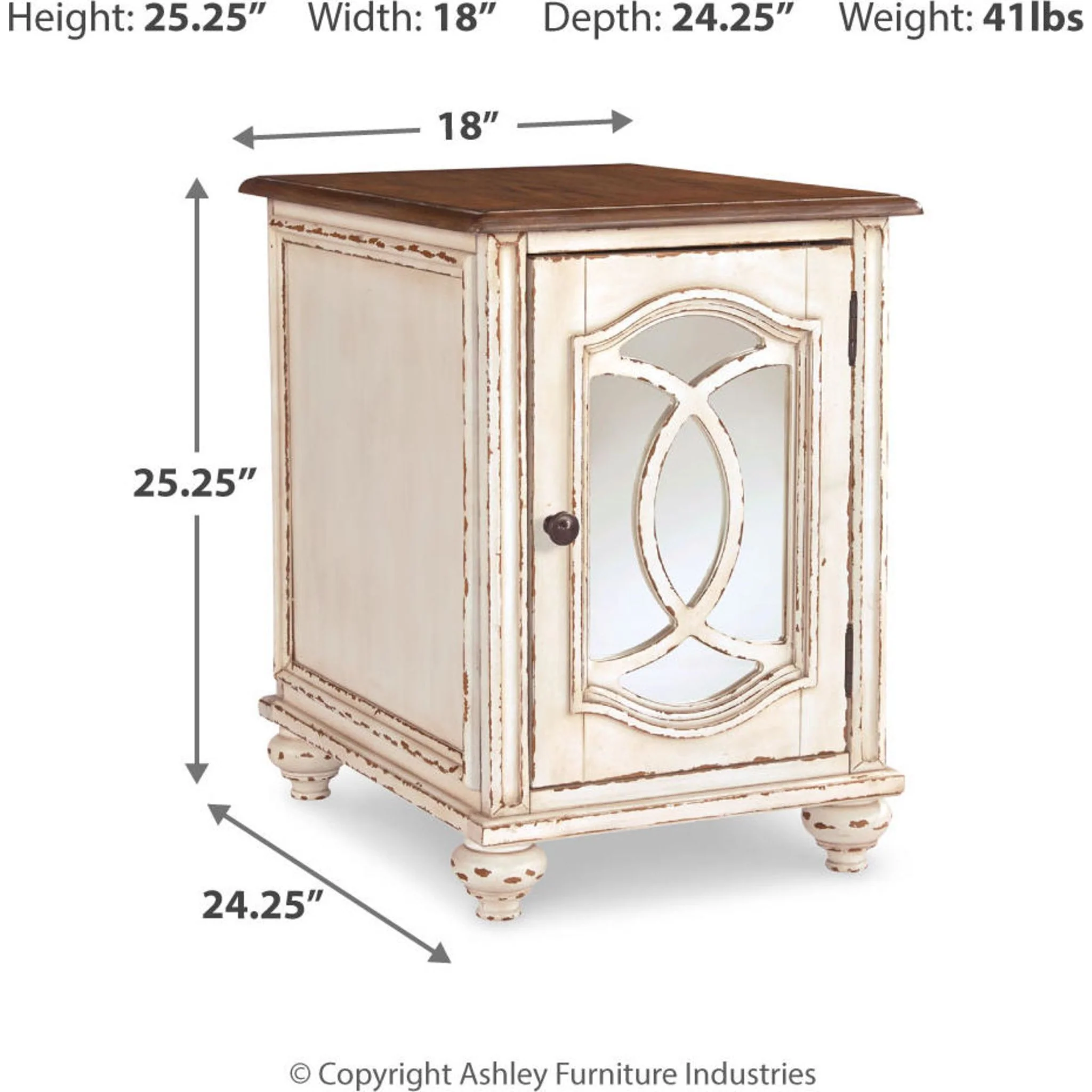 Meinertz Chair Side End Table - White/Brown - Image 16