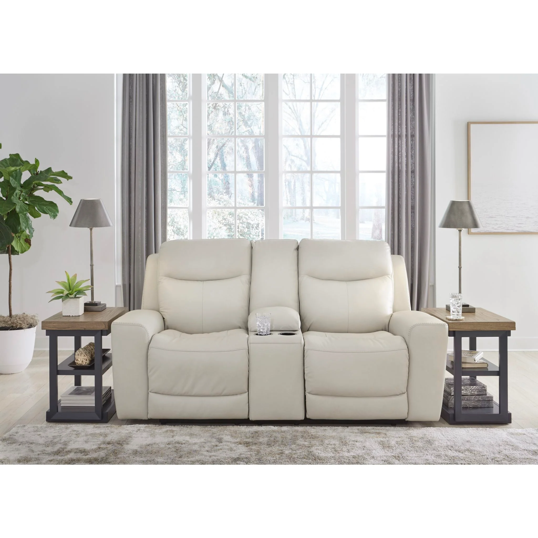 Mindanao Power Reclining Loveseat Console with Headrest - Coconut - Image 2