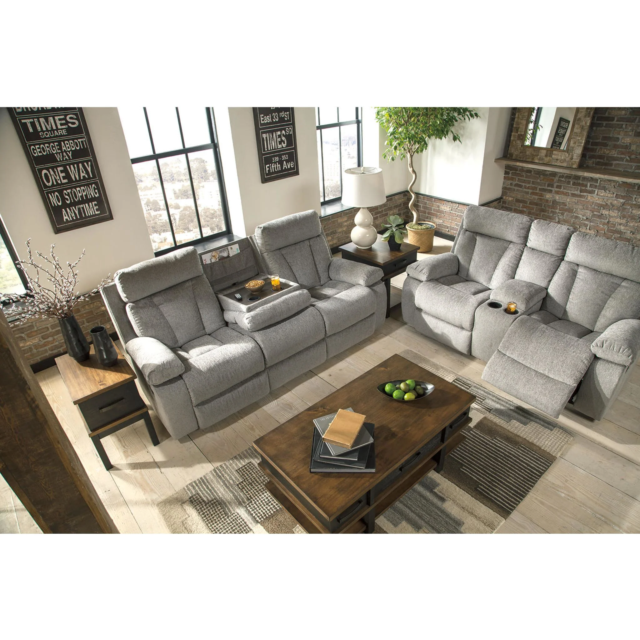 Mitchiner Reclining Loveseat with Console - Fog - Image 11