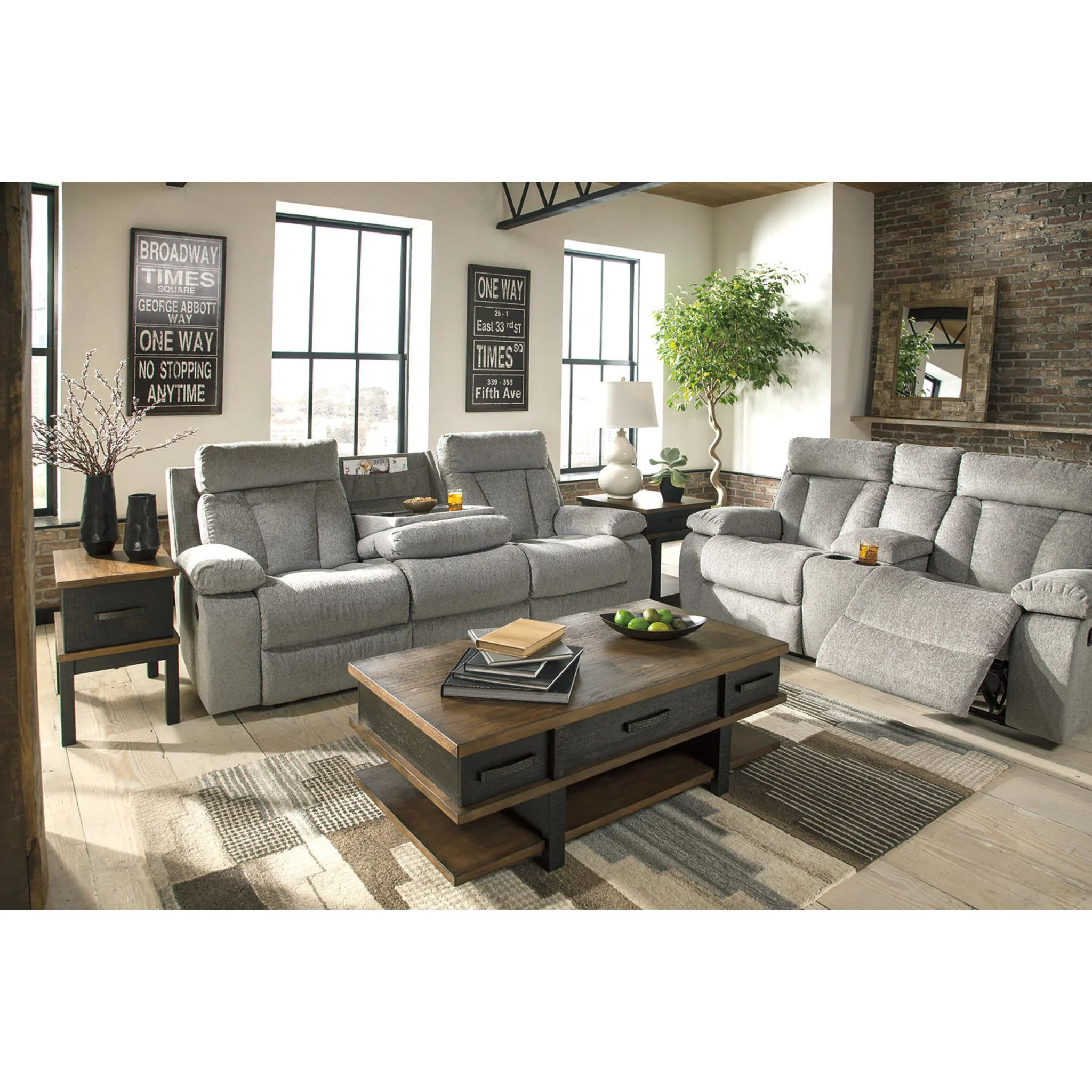 Mitchiner Reclining Loveseat with Console - Fog - Image 15