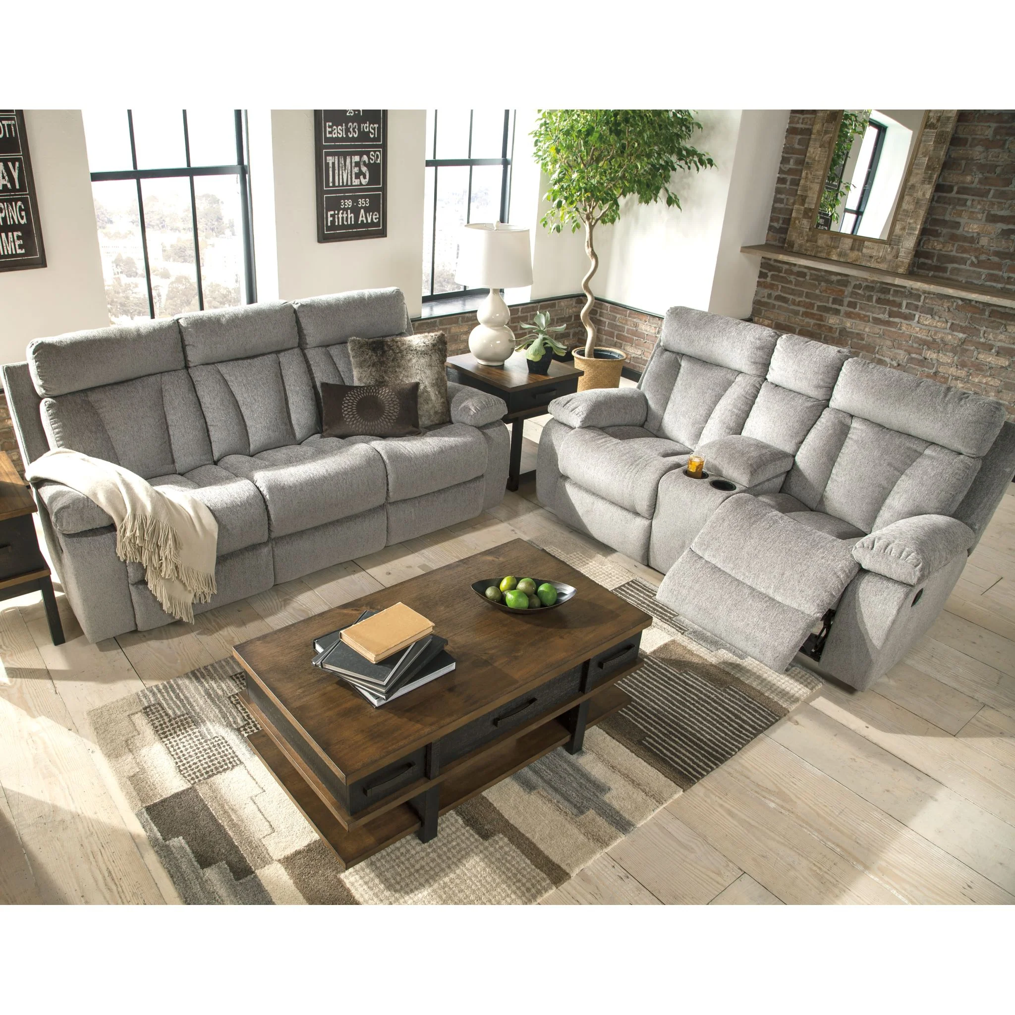 Mitchiner Reclining Loveseat with Console - Fog - Image 3