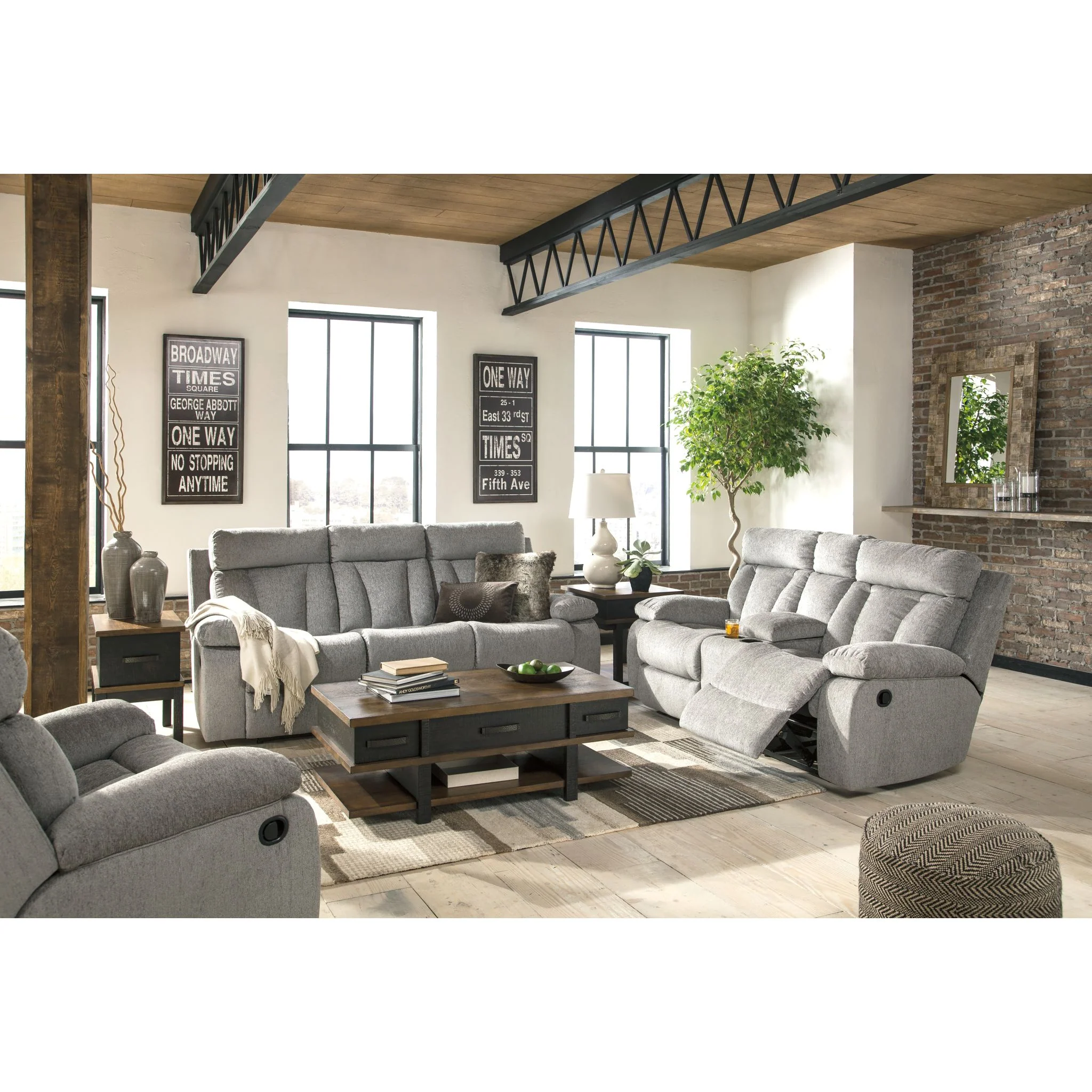 Mitchiner Reclining Loveseat with Console - Fog - Image 4