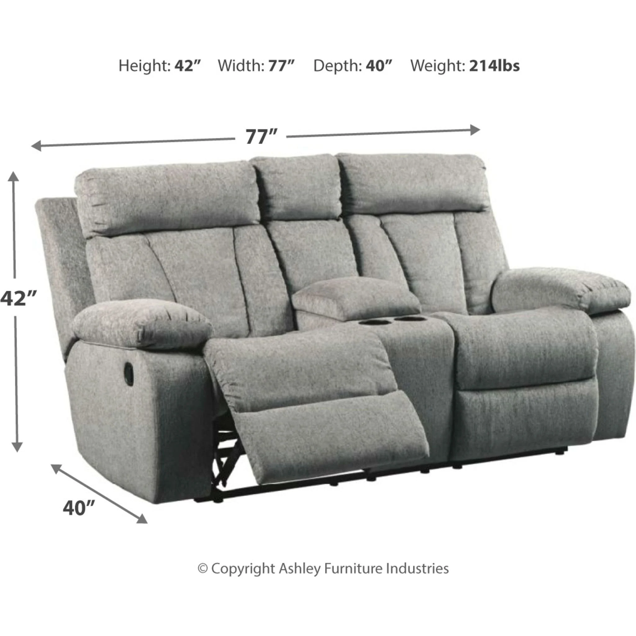 Mitchiner Reclining Loveseat with Console - Fog - Image 5
