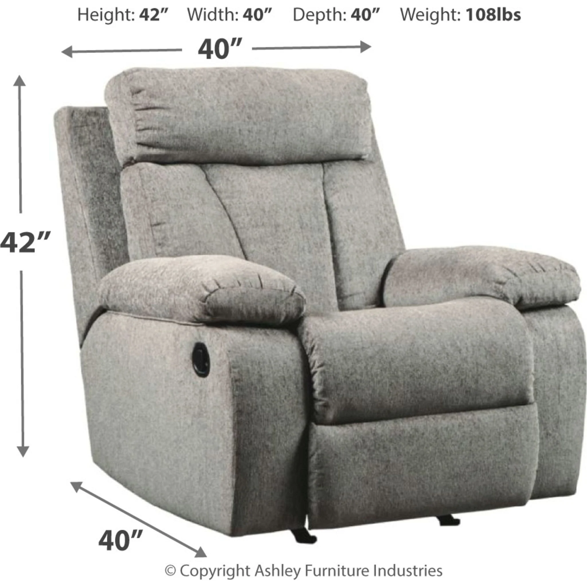 Mitchiner Rocker Recliner - Fog - Image 4