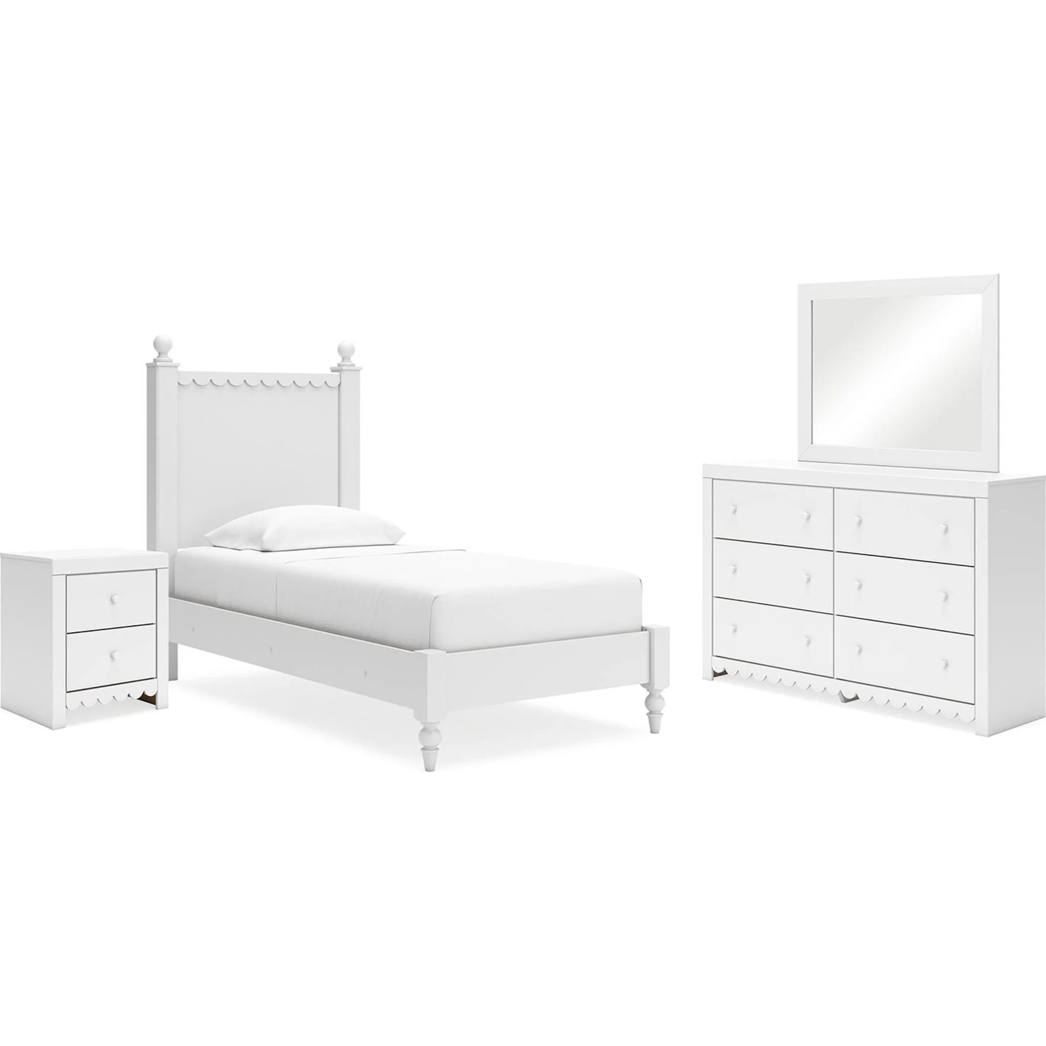 Mollviney 6 Piece Panel Bedroom - White
