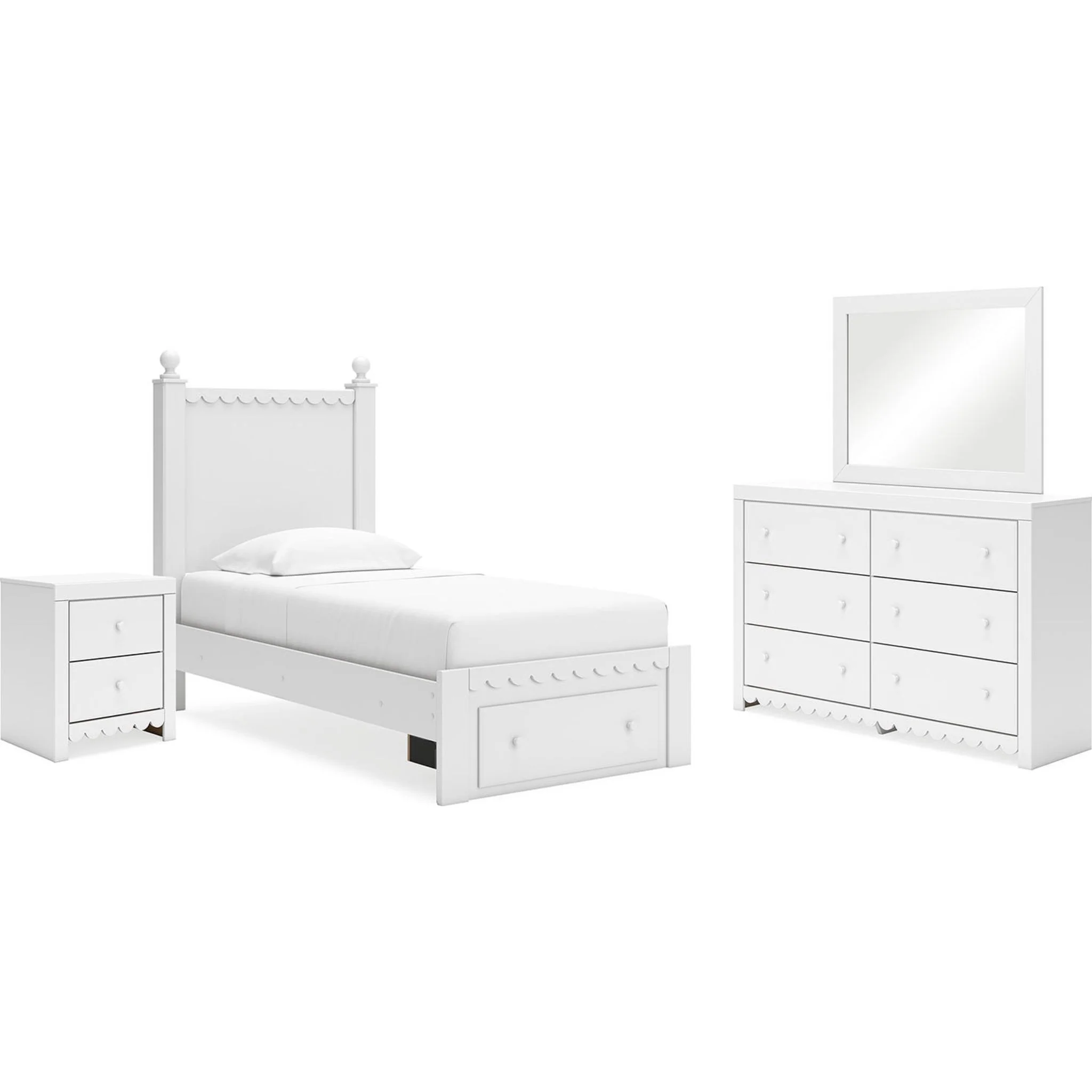 Mollviney 6 Piece Storage Bedroom - White