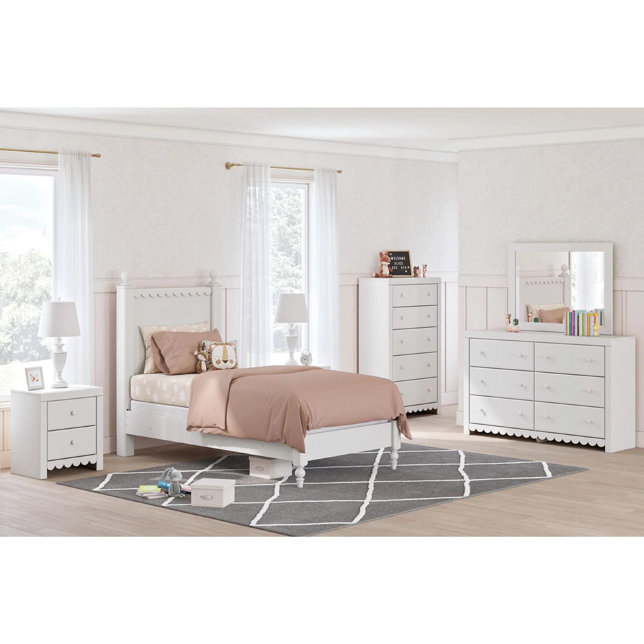 Mollviney Panel Bed - White - Image 2