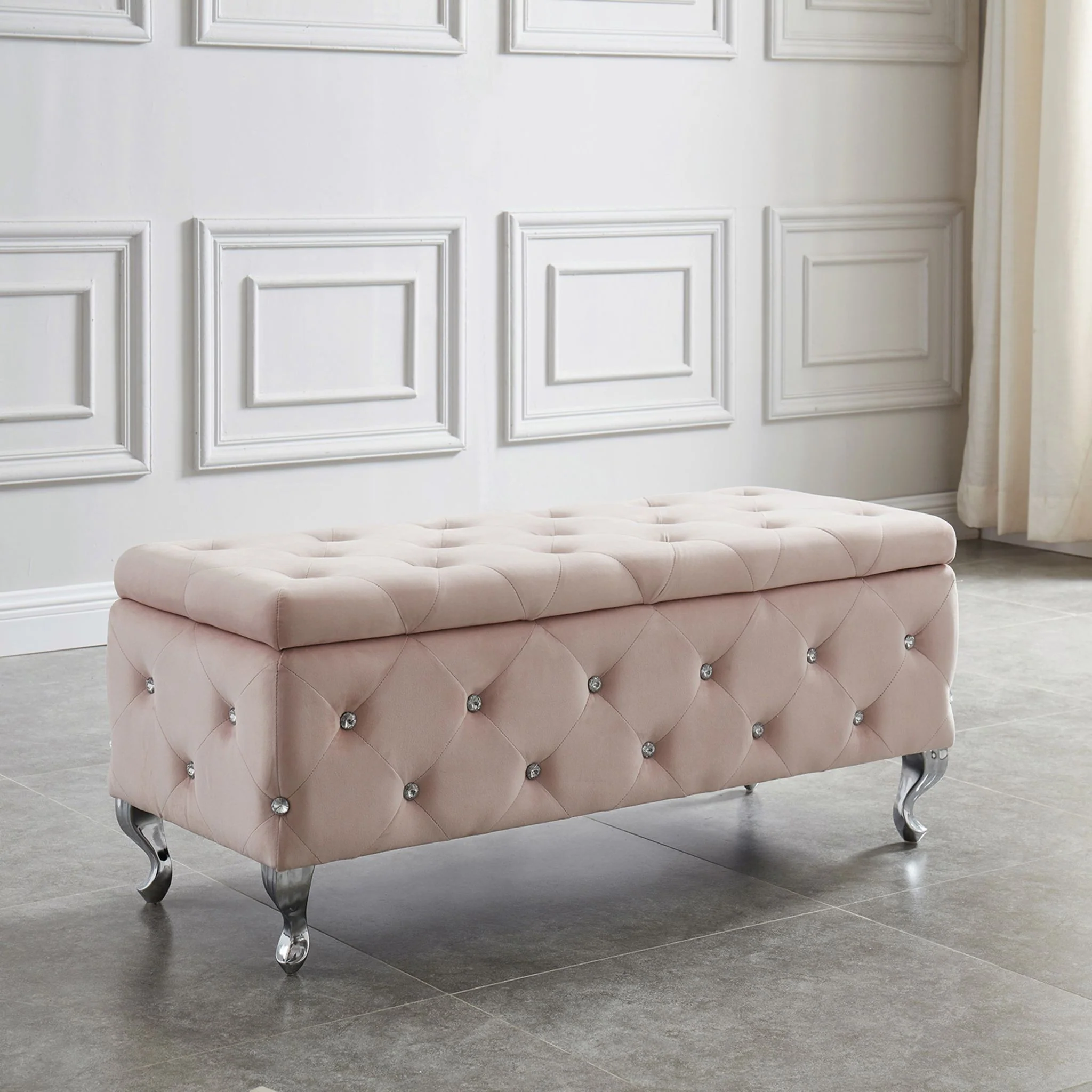 Monique Storage Ottoman - Blush Pink - Image 5