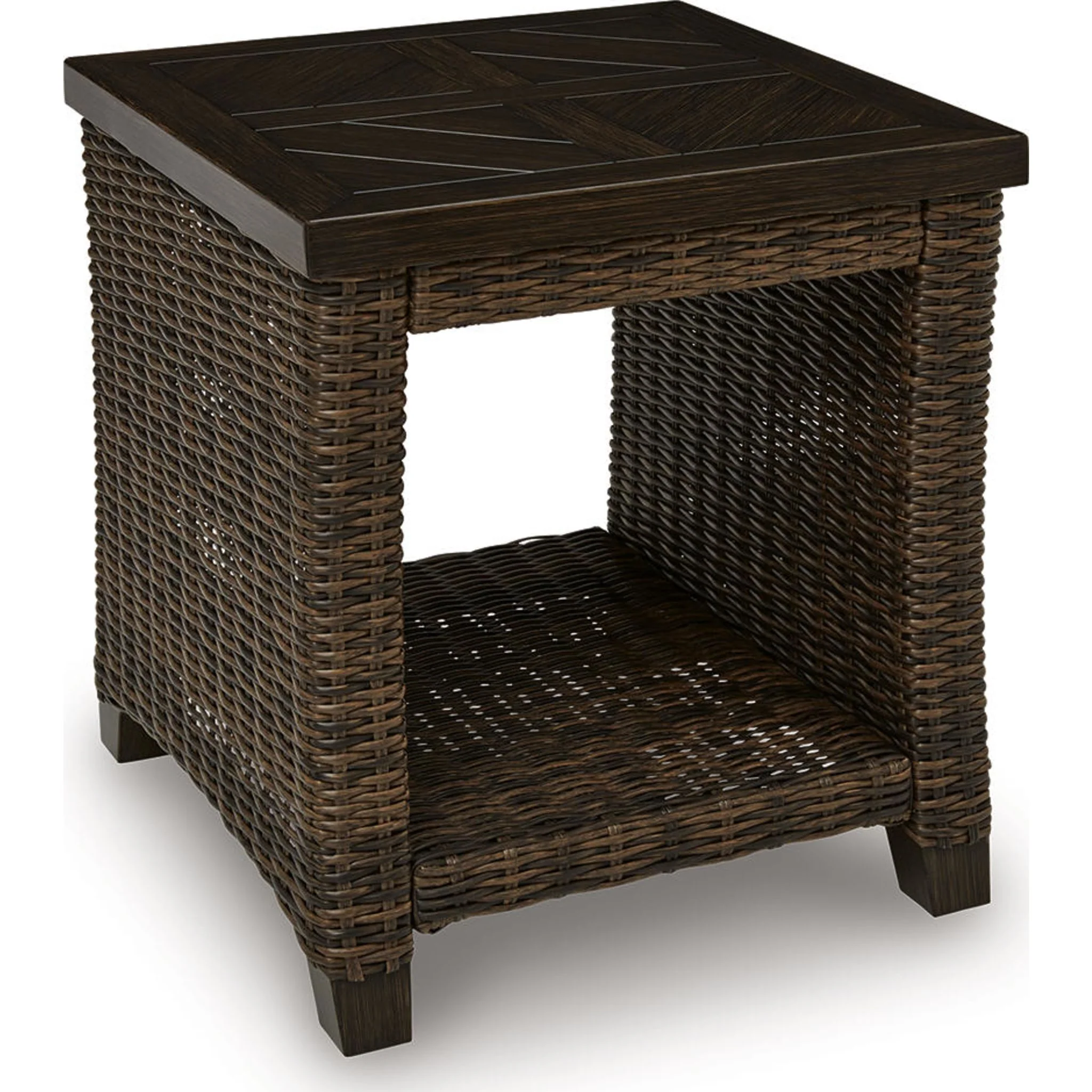 Monterey Point Outdoor End Table - Dark Brown