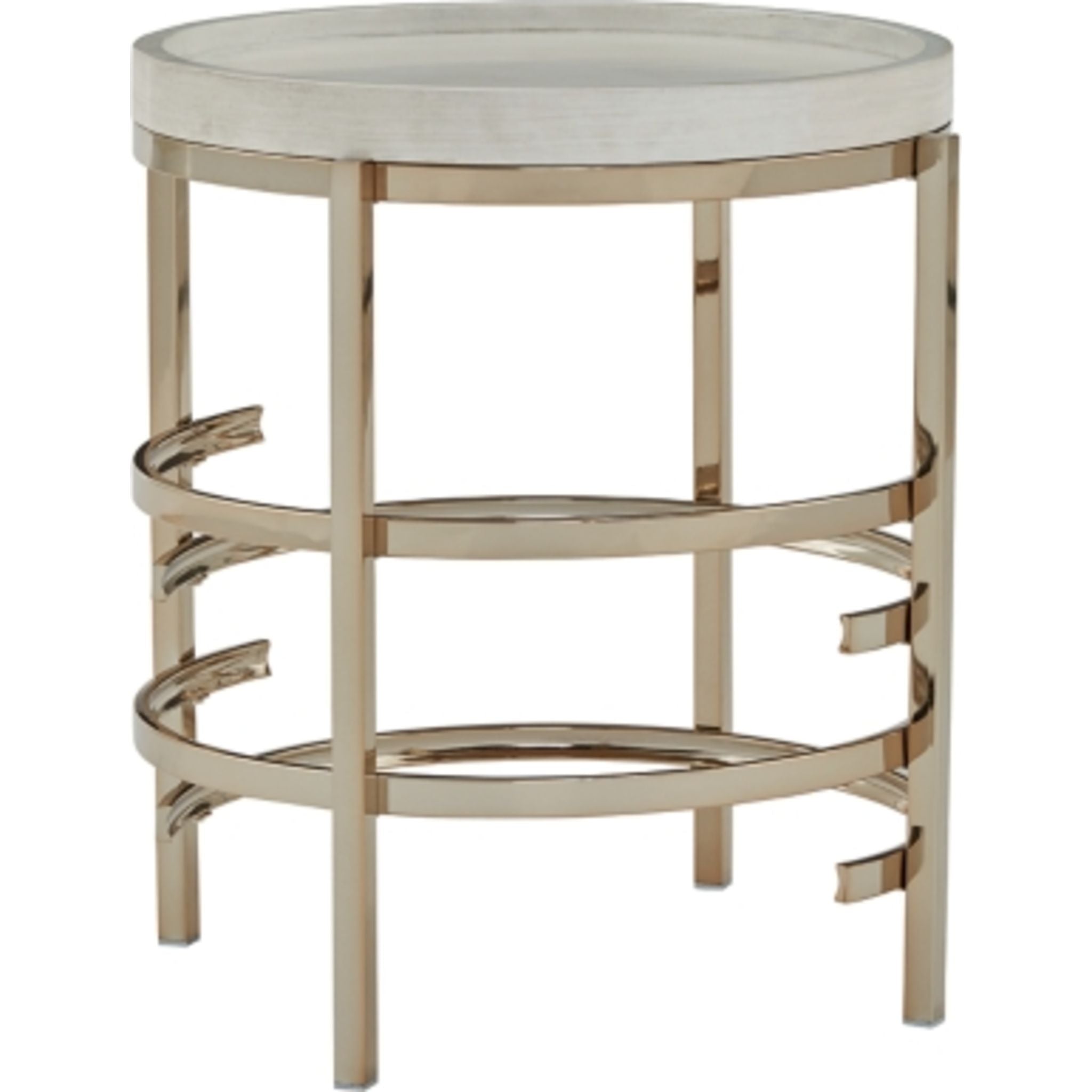 Montiflyn End Table - White/Gold Finish