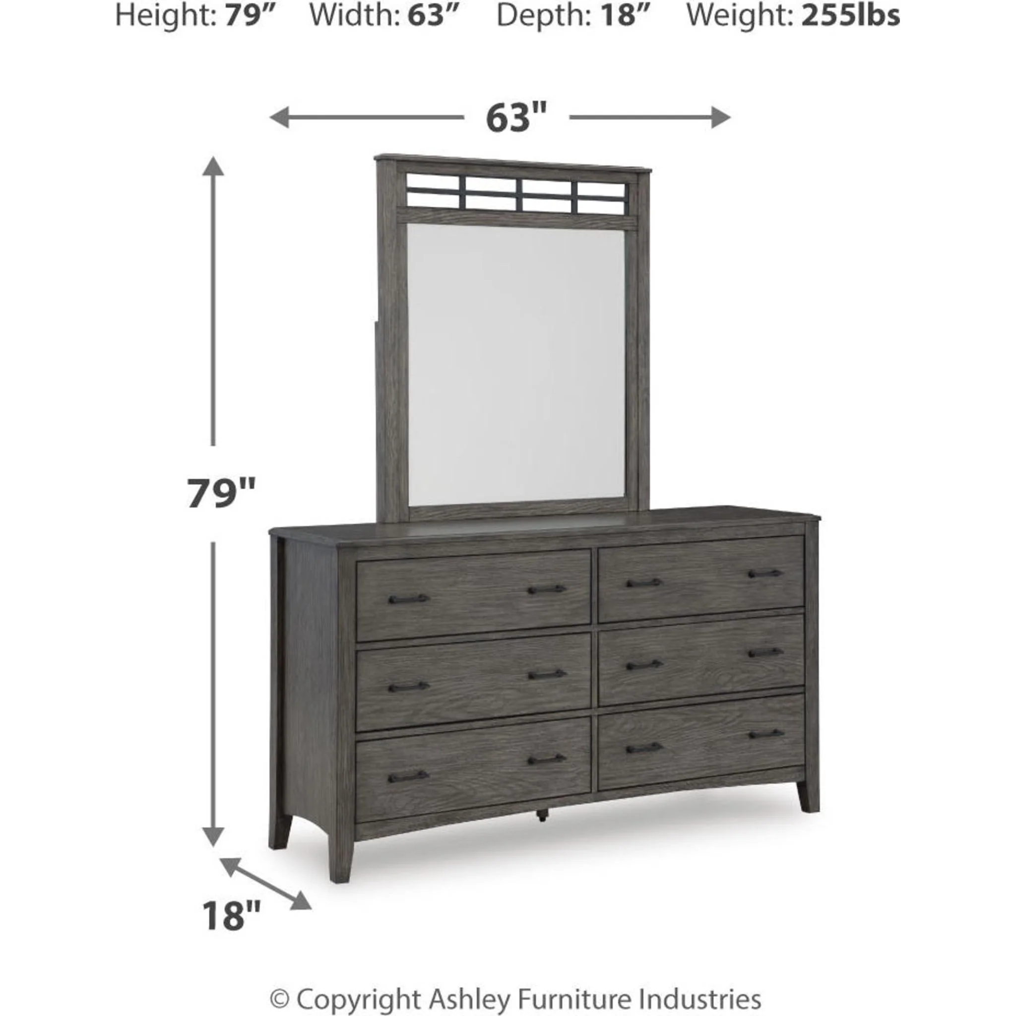 Montillan Dresser and Mirror - Grayish Brown - Image 8