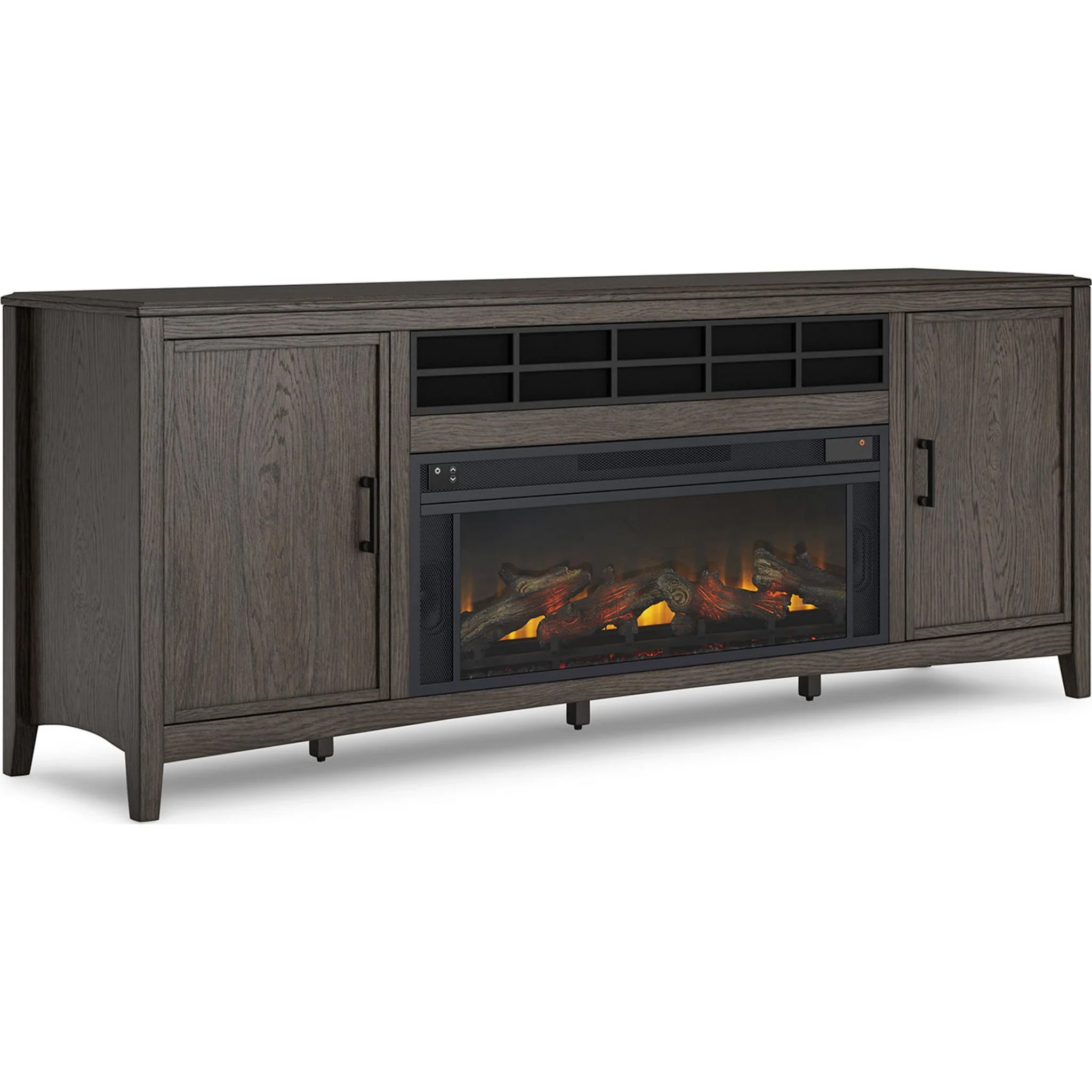 Montillan TV Stand with Fireplace - Grayish Brown